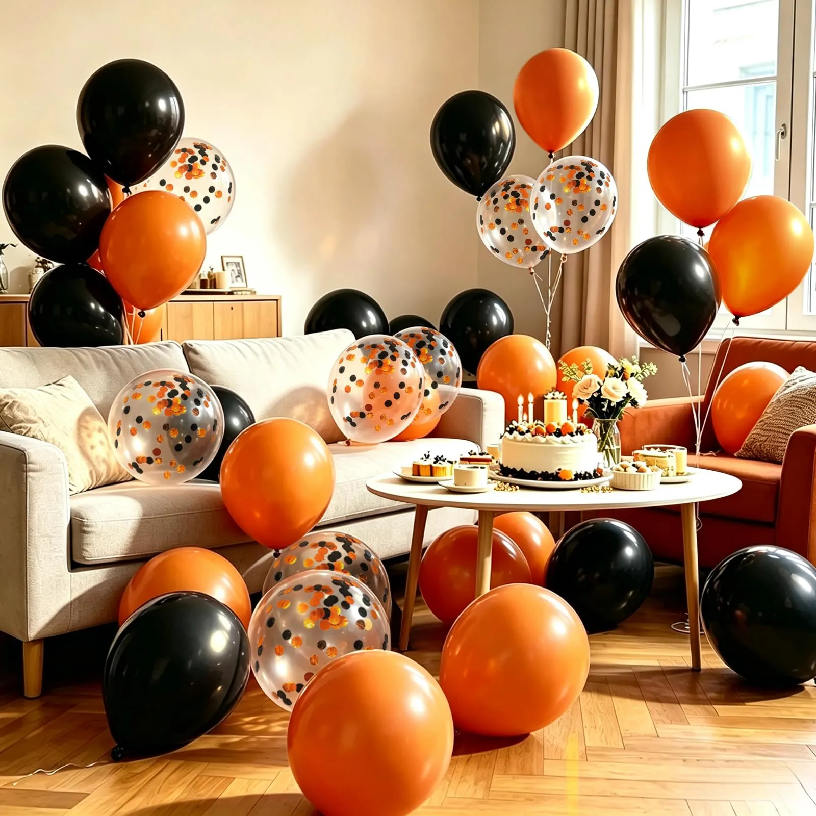 Yehnda Palloncini Arancioni e Neri, 60 pezzi in Lattice da 30 cm - immagine 5