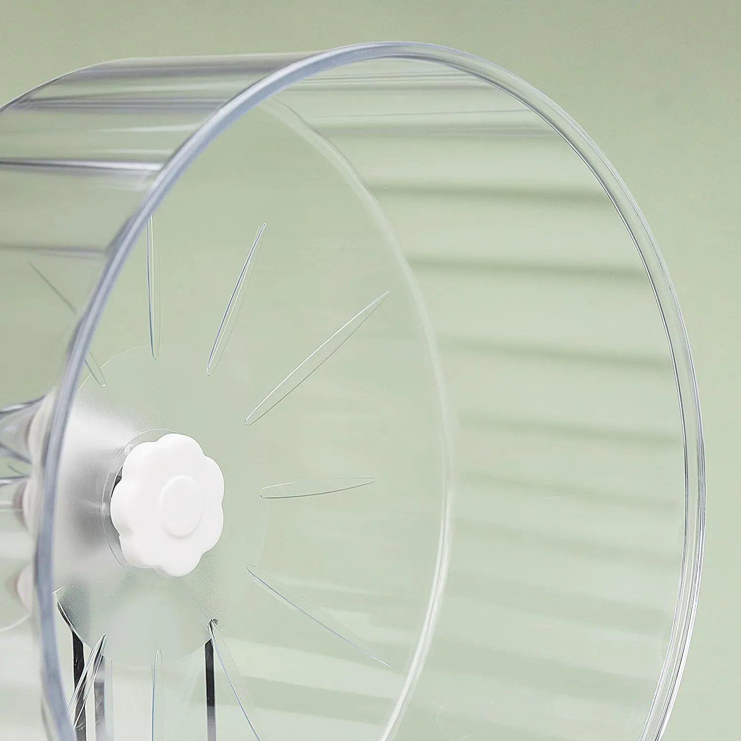 QWORK Ruota per Criceti Silenziosa, 22 cm, Acrilico Trasparente con Supporto Regolabile - immagine 3