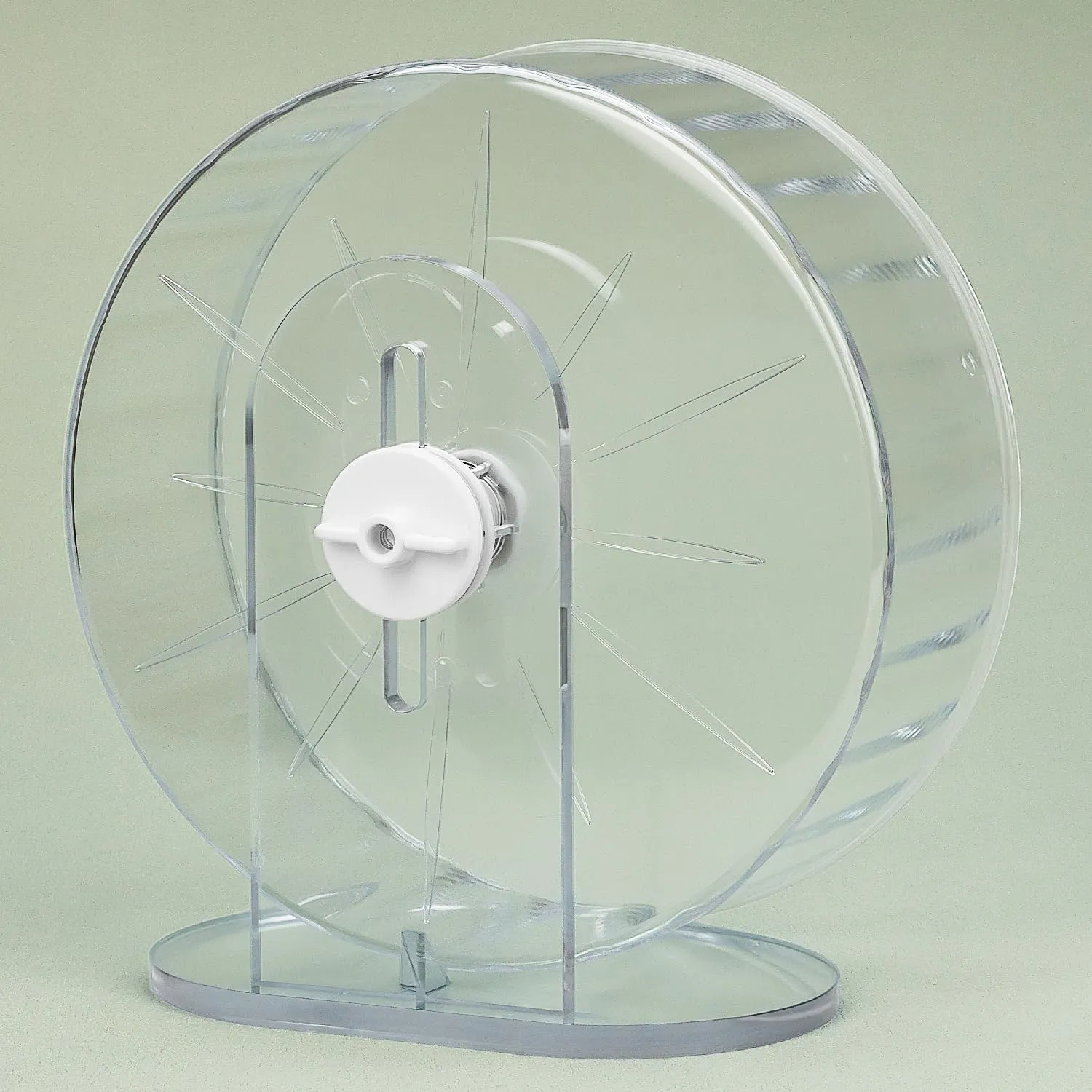 QWORK Ruota per Criceti Silenziosa, 22 cm, Acrilico Trasparente con Supporto Regolabile - immagine 4