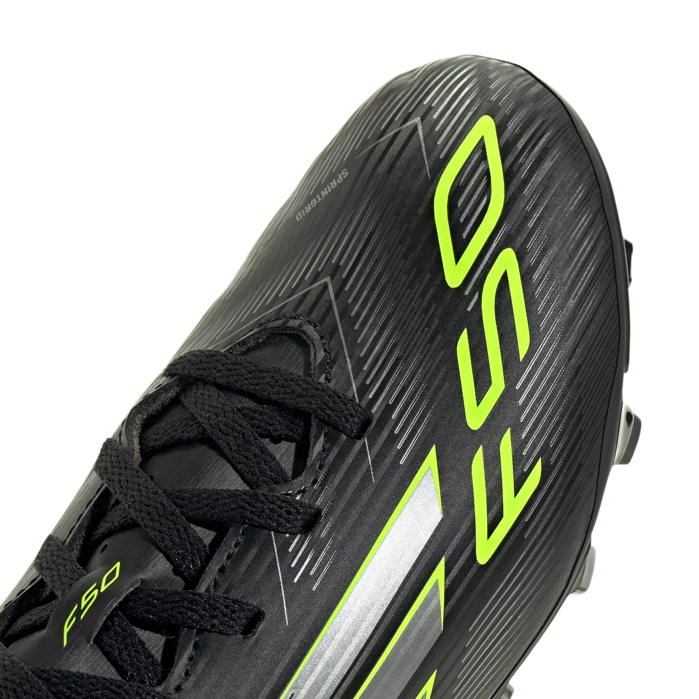 adidas F50 Club Firm Ground/Multi Ground Football Boots Kids, Core Black/Iron Metallic/Lucid Lemon, 35.5 EU - immagine 6