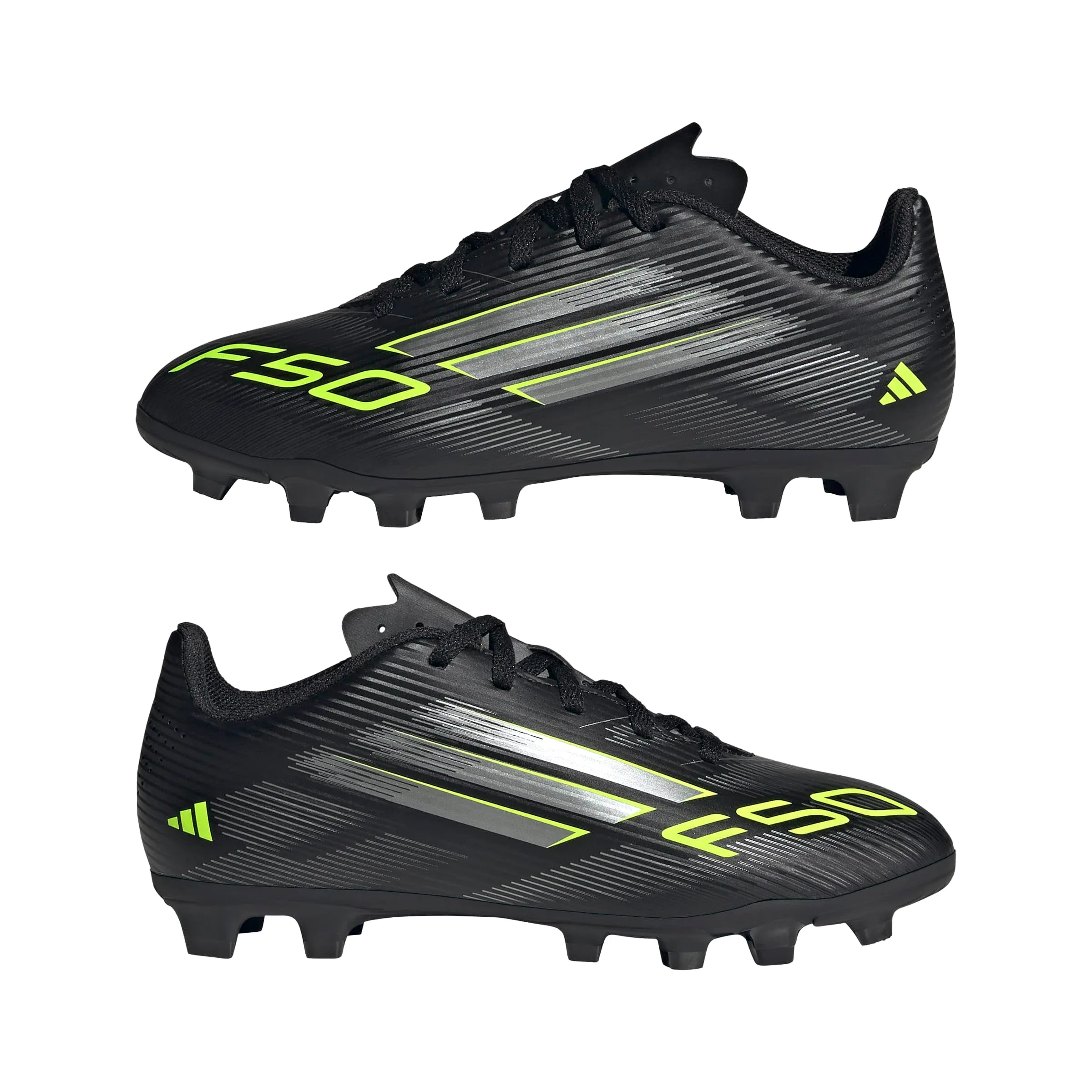 adidas F50 Club Firm Ground/Multi Ground Football Boots Kids, Core Black/Iron Metallic/Lucid Lemon, 35.5 EU - immagine 8