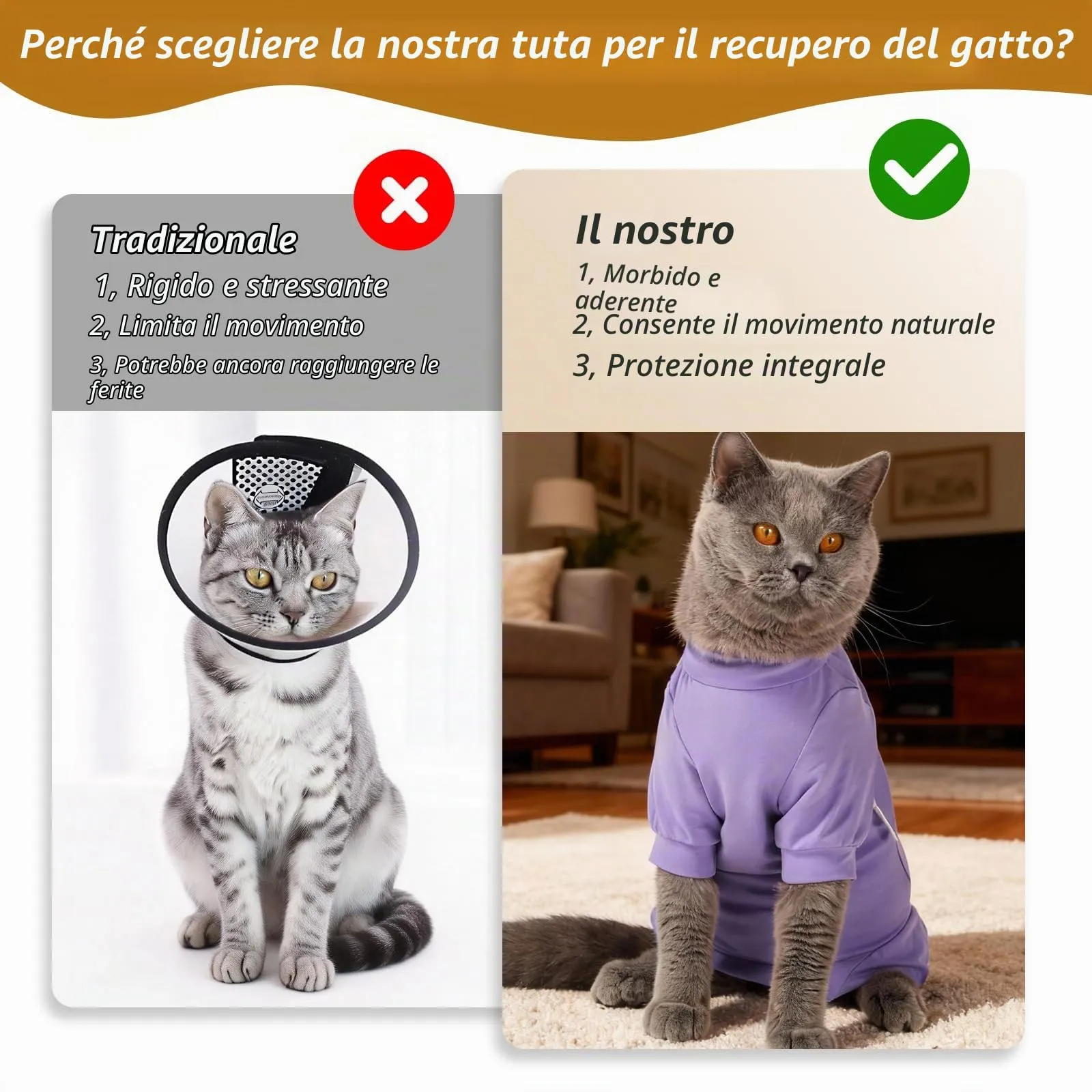 HEYWEAN Tutina Post Operatorio per Gatto, Pigiama Manica Lunga Post Intervento, Body Chirurgico Alternativa al Collare, Taglia M, Viola - immagine 5