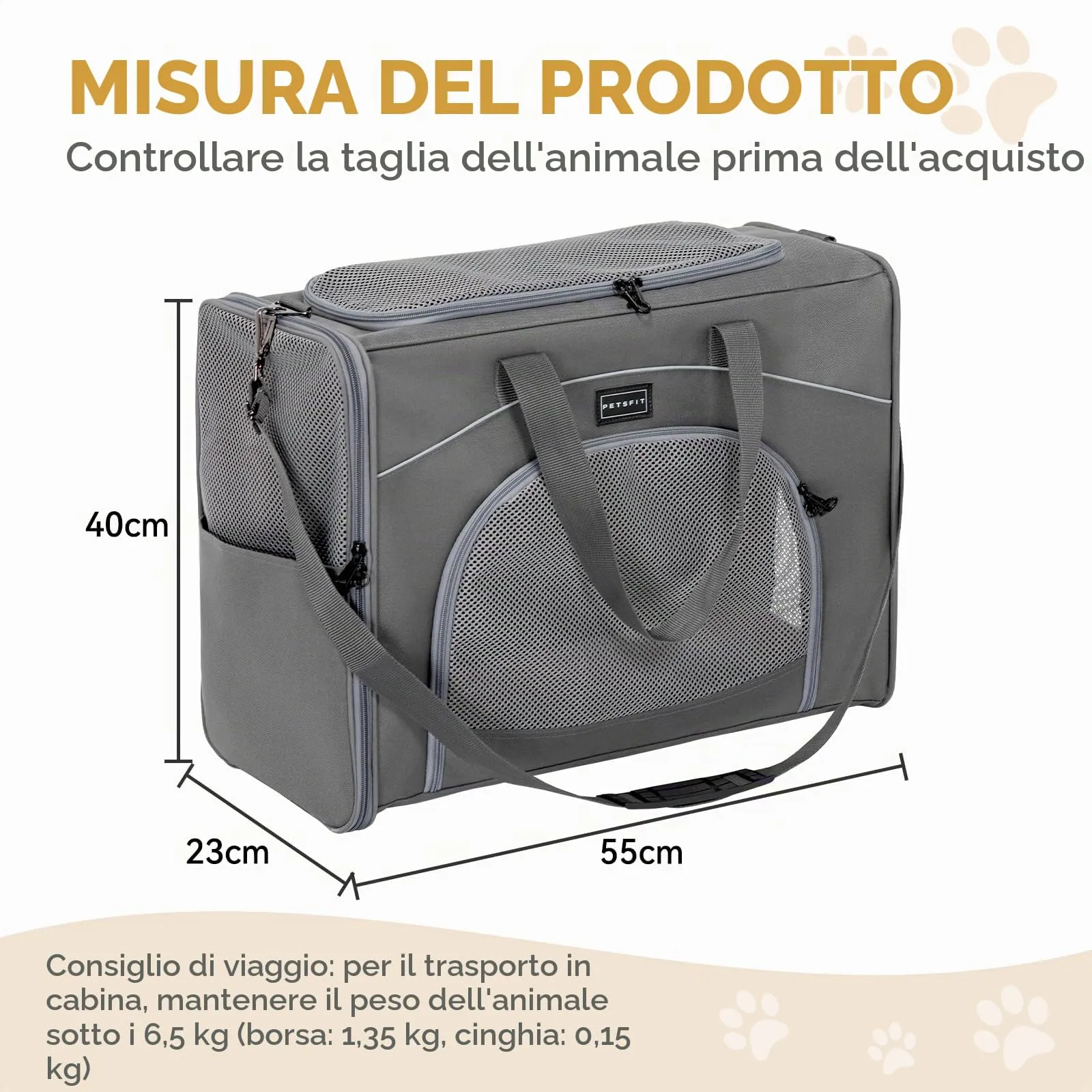 Petsfit Trasportino per Cani e Gatti, 55 x 40 x 23 cm - immagine 4