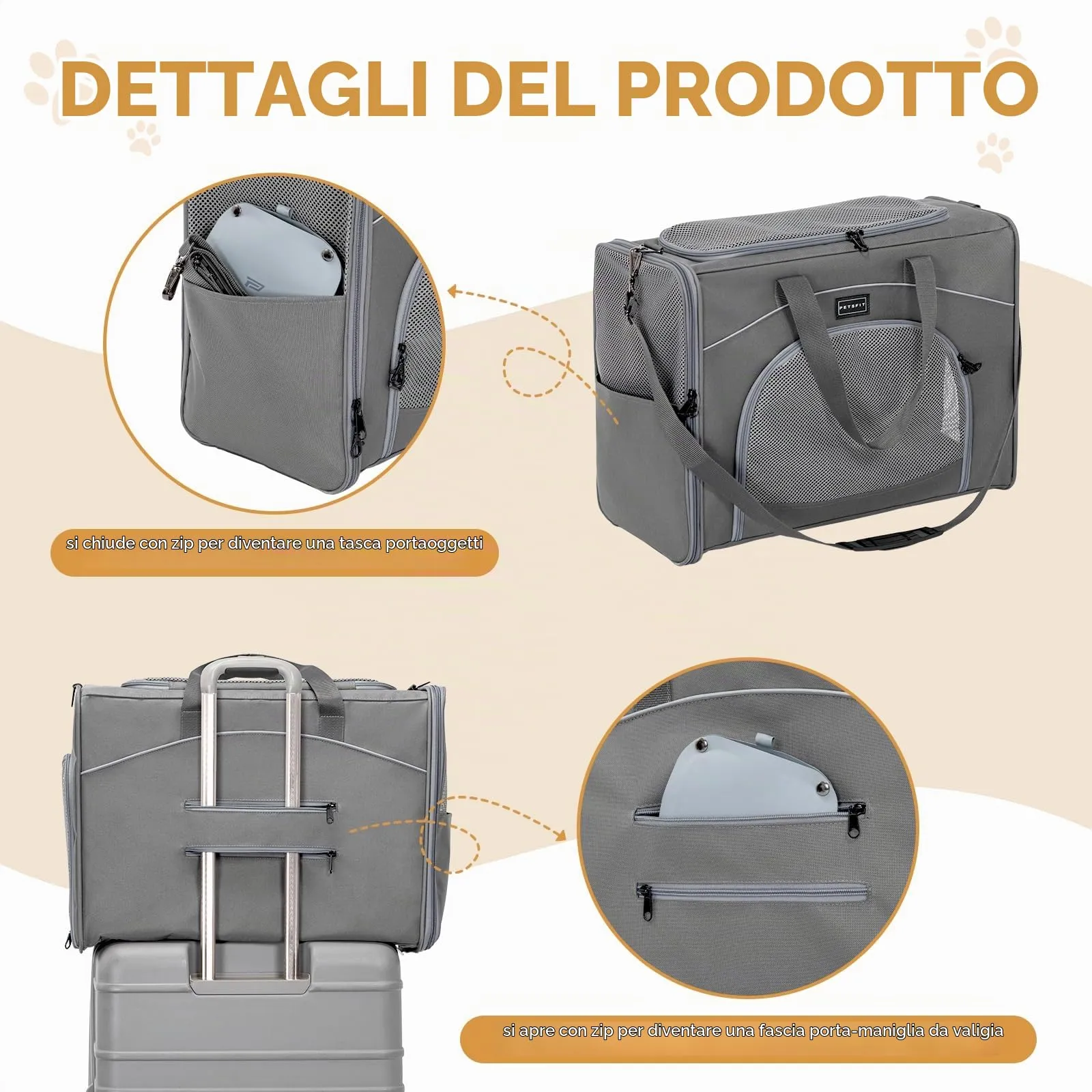 Petsfit Trasportino per Cani e Gatti, 55 x 40 x 23 cm - immagine 7