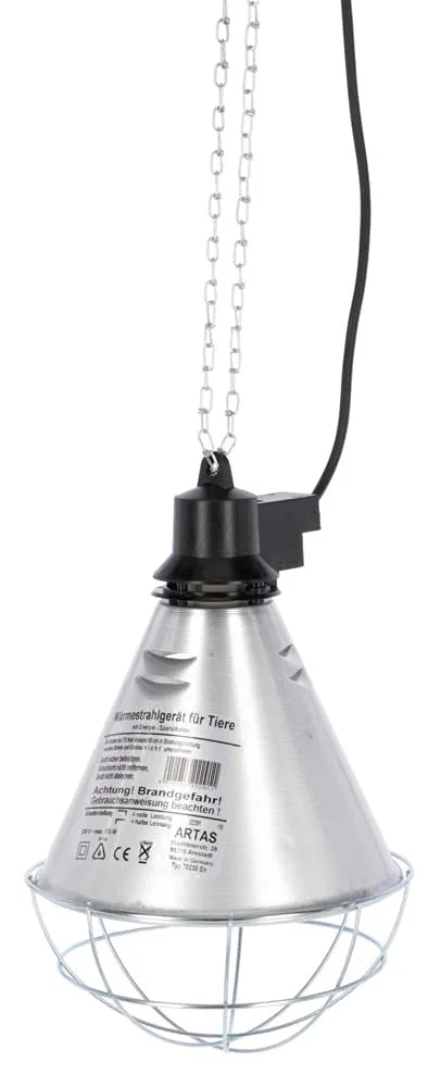 Kerbl Kit Lampada a Raggi Infrarossi Riscaldante 250W con Riflettore, Griglia di Protezione, Catena di Fissaggio e Cavo da 2.5m - immagine 2
