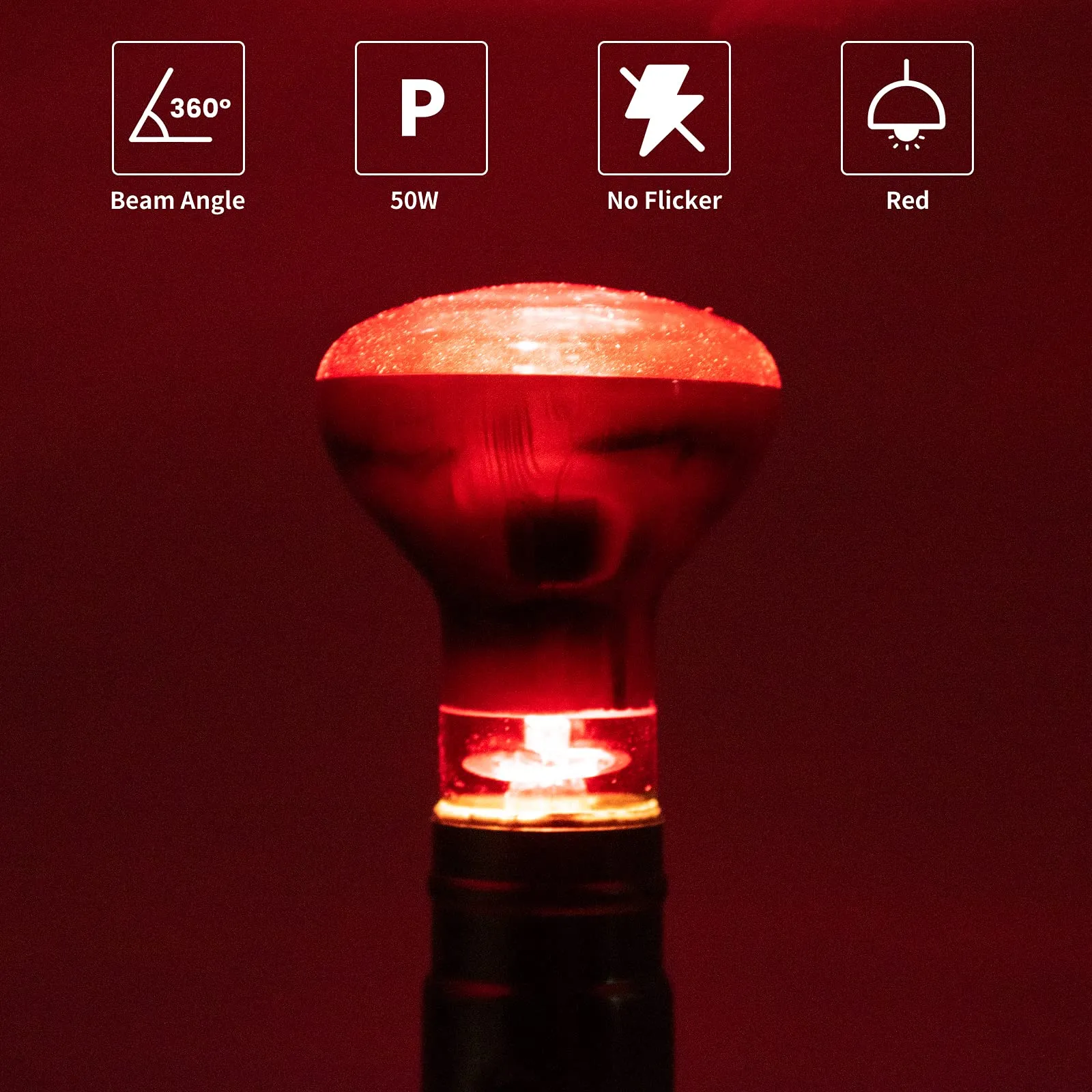 Bonlux Lampada di Calore a Infrarossi 50W E27 R63 Dimmerabile, Luce Rossa UVA+UVB per Rettili, Anfibi e Tartarughe (2Pcs) - immagine 6