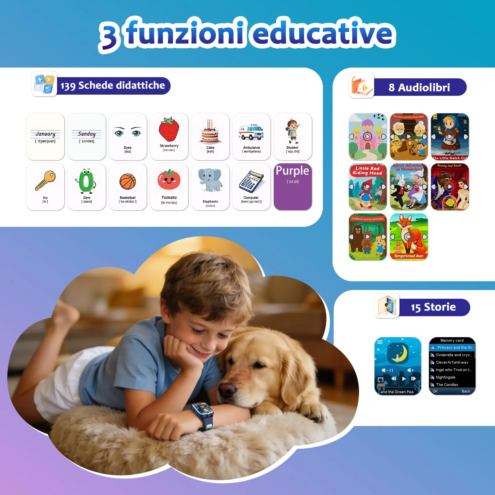 Blackview Smartwatch per Bambini, Schermo TFT 1.75 pollici, 30 Giochi Educativi, Fotocamera HD, Video, Lettore Musicale, Contapassi e Sveglia - immagine 5