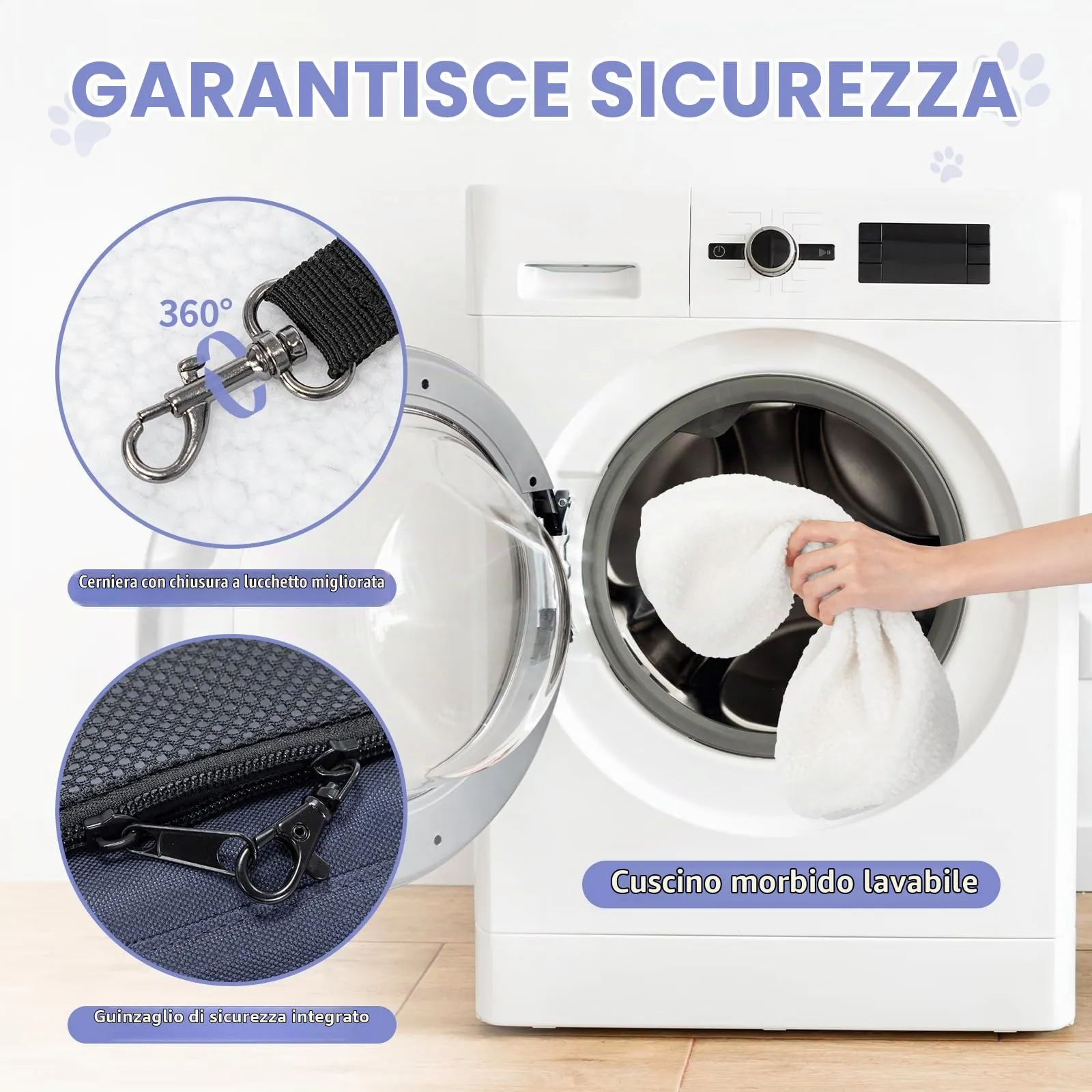 Petsfit Trasportino Traspirante per Gatti e Cani con 2 Cuscini Lavabili, Borsa da Viaggio per Aereo e Auto - M, Blu - immagine 7