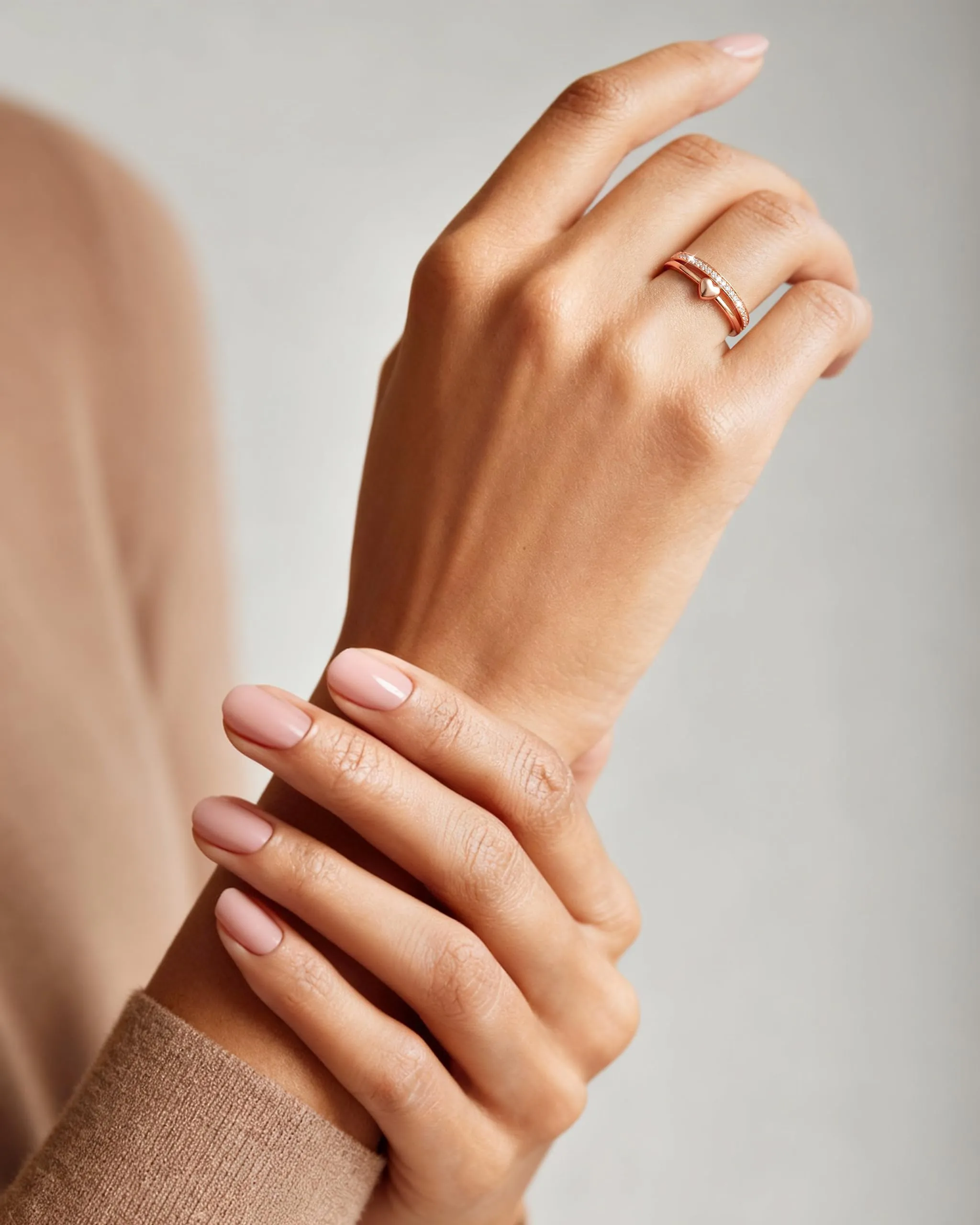 J.Fée Anello Donna Argento 925 con Zirconi 5A, Oro Rosa Regolabile - immagine 5