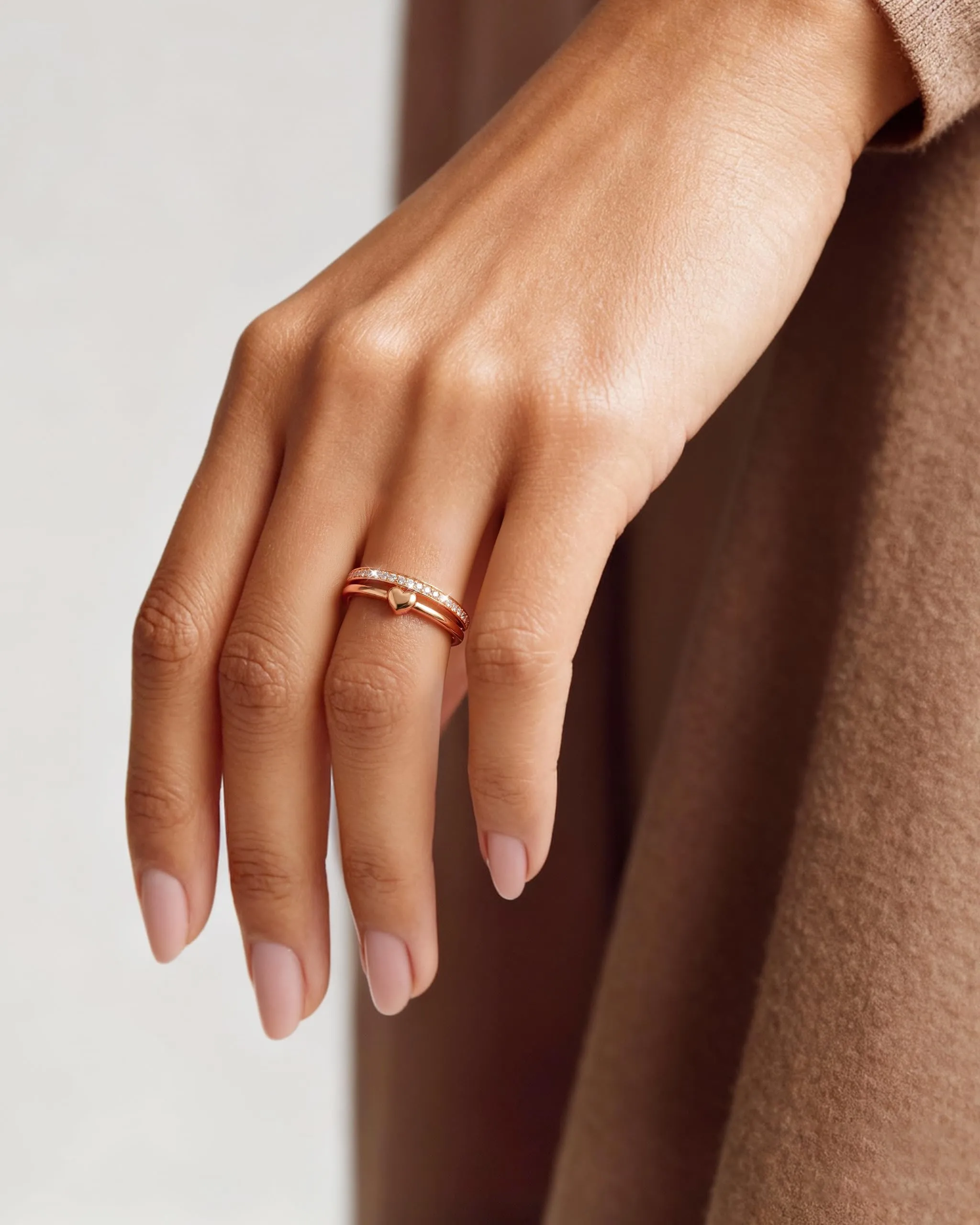J.Fée Anello Donna Argento 925 con Zirconi 5A, Oro Rosa Regolabile - immagine 6