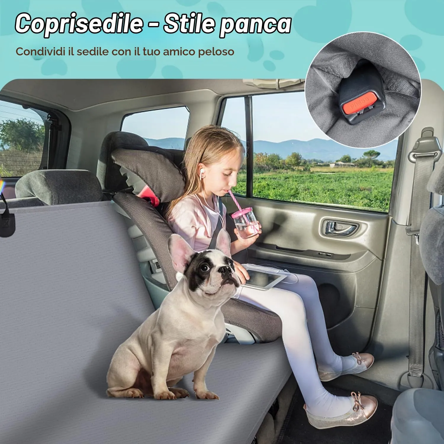 Nobleza Coprisedili Auto Posteriore per Cani in Panno Oxford Impermeabile Antigraffiato e Antiscivolo, Universale per Auto SUV, Grigio 140 x 110 cm - immagine 5