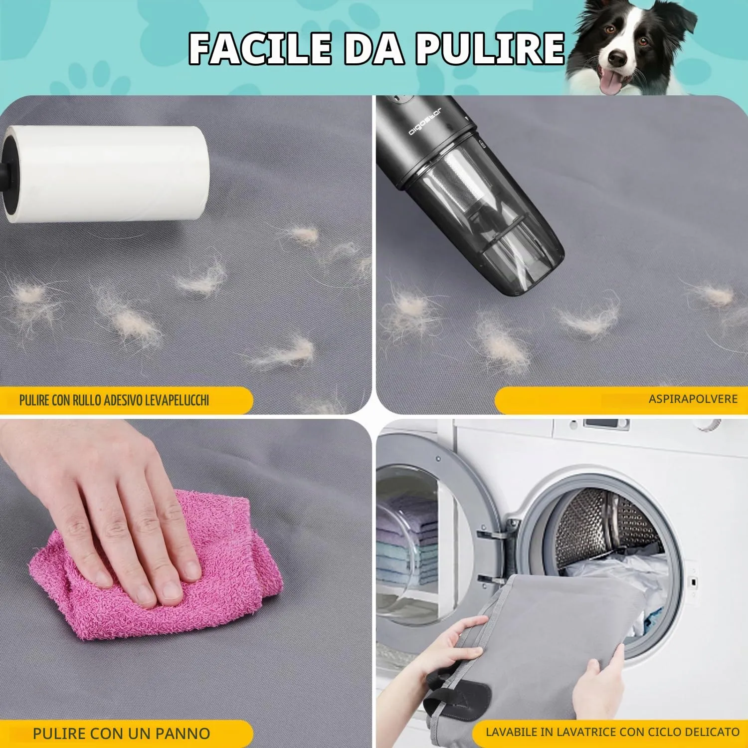Nobleza Coprisedili Auto Posteriore per Cani in Panno Oxford Impermeabile Antigraffiato e Antiscivolo, Universale per Auto SUV, Grigio 140 x 110 cm - immagine 6