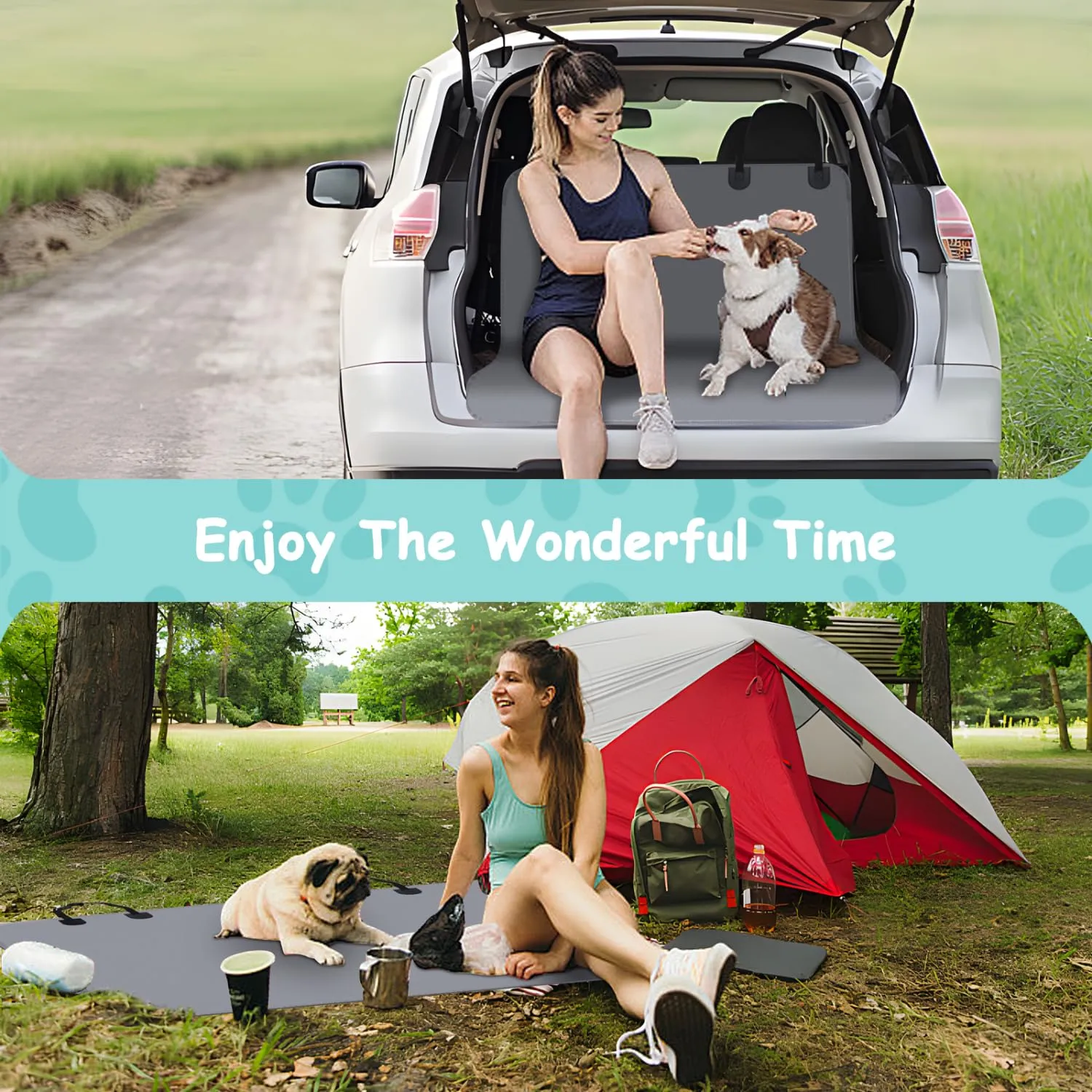 Nobleza Coprisedili Auto Posteriore per Cani in Panno Oxford Impermeabile Antigraffiato e Antiscivolo, Universale per Auto SUV, Grigio 140 x 110 cm - immagine 7