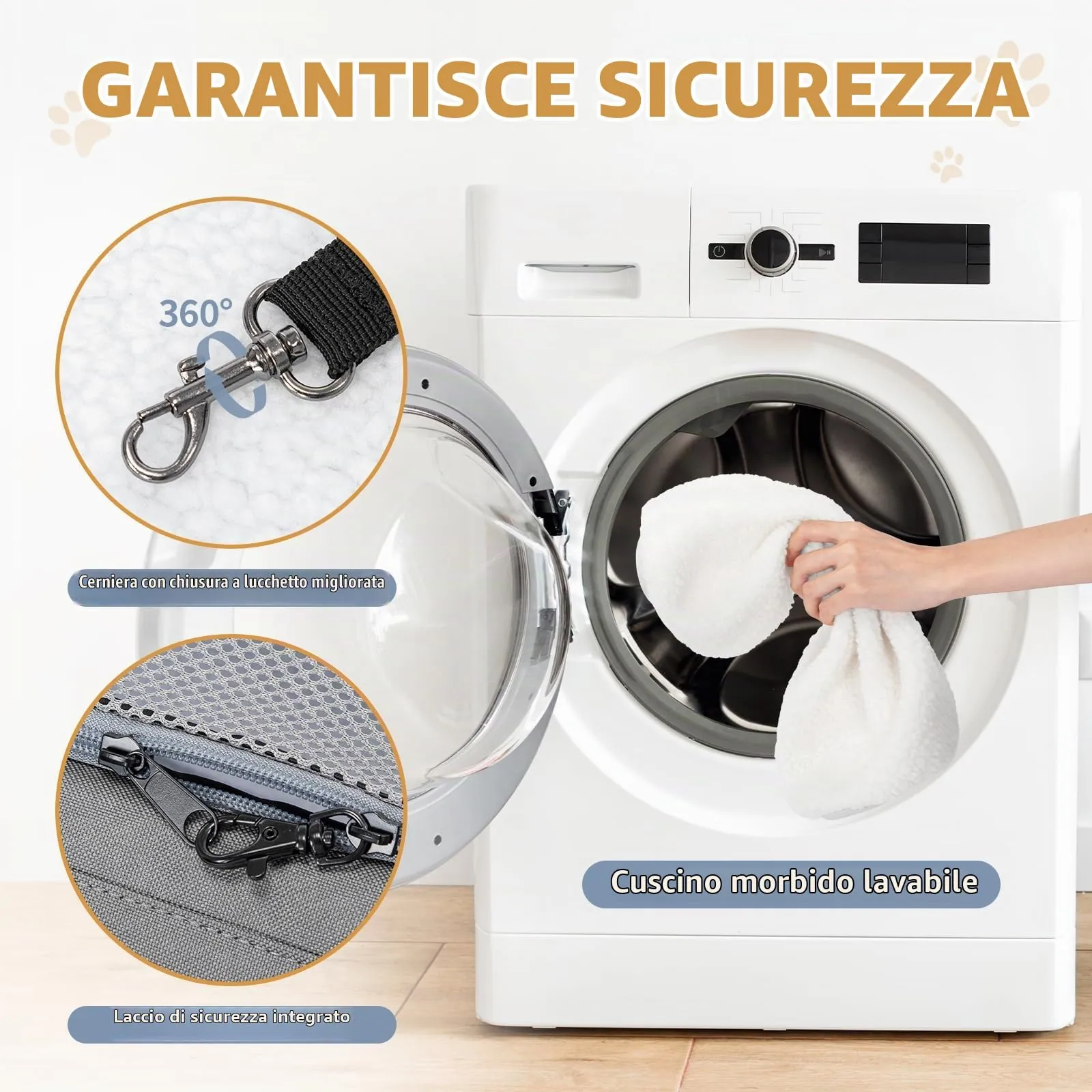 Petsfit Trasportino per Cani e Gatti Lavabile da Viaggio, Grigio, M - immagine 8