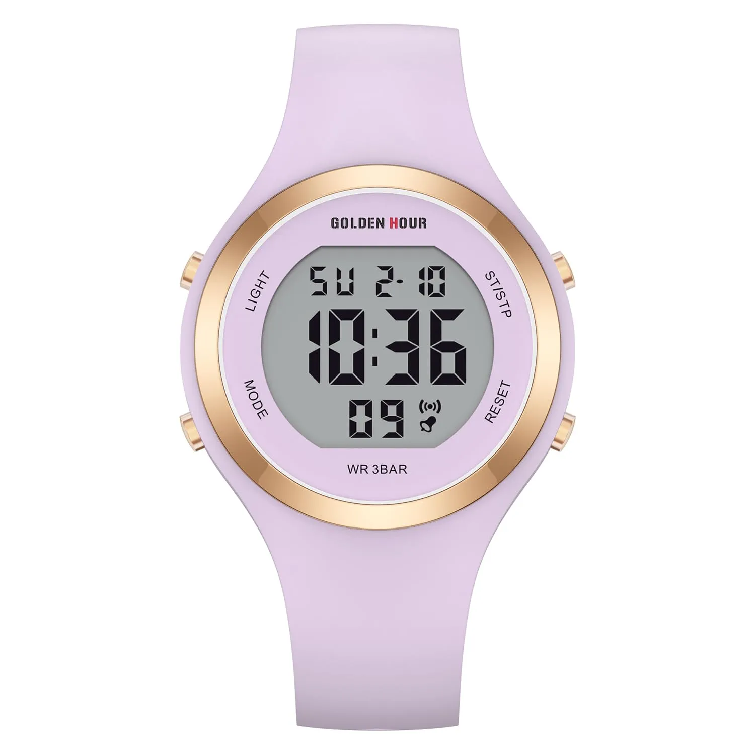 Golden Hour Orologio Digitale Donna Sportivo Professionale, 50M (5ATM) Impermeabile, Cronometro, Sveglia, Cinturino in Silicone - immagine 2