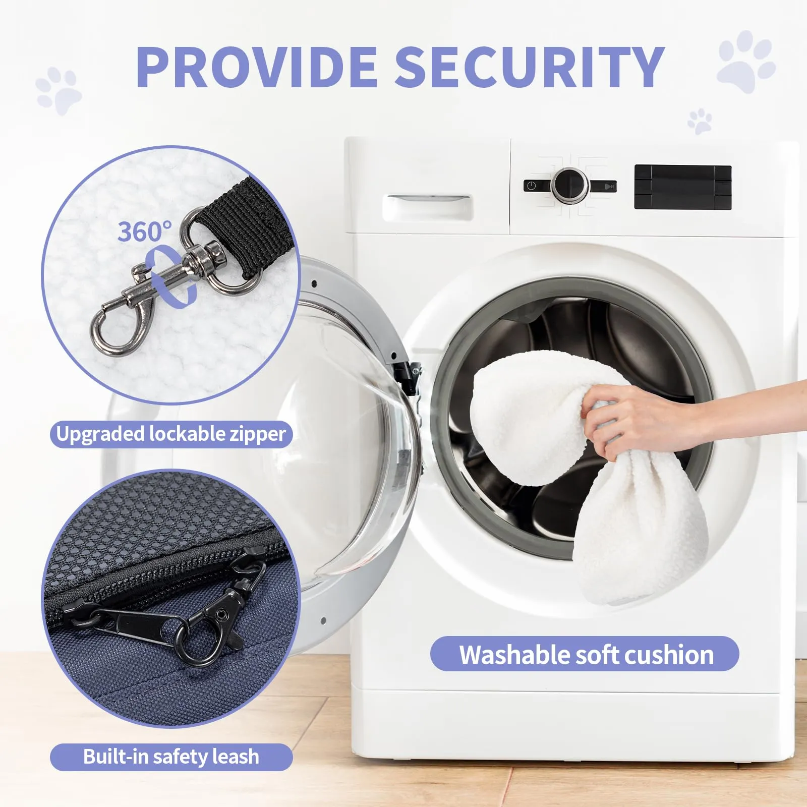 Petsfit Trasportino per Gatti e Cani Traspirante con 2 Cuscini Lavabili, Borsa da Viaggio per Aereo e Auto - Blu, S - immagine 7