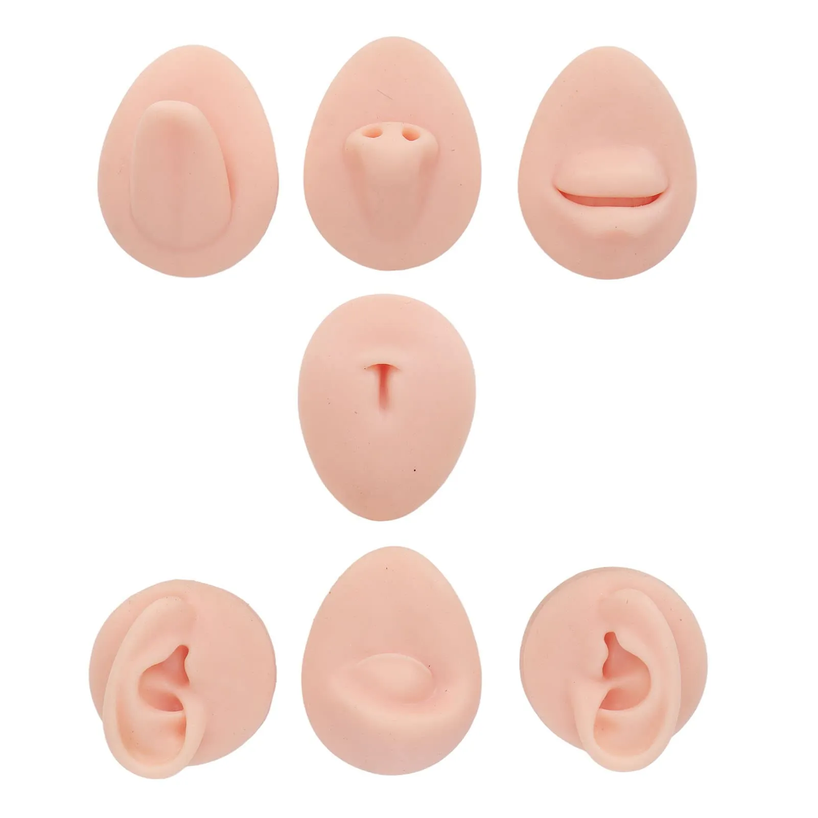 Socobeta Body Piercing Practice Model Simulation Silicone Ear Eye Nose Mouth Tongue and Navel for Beginners (Light Skin Color) - immagine 7