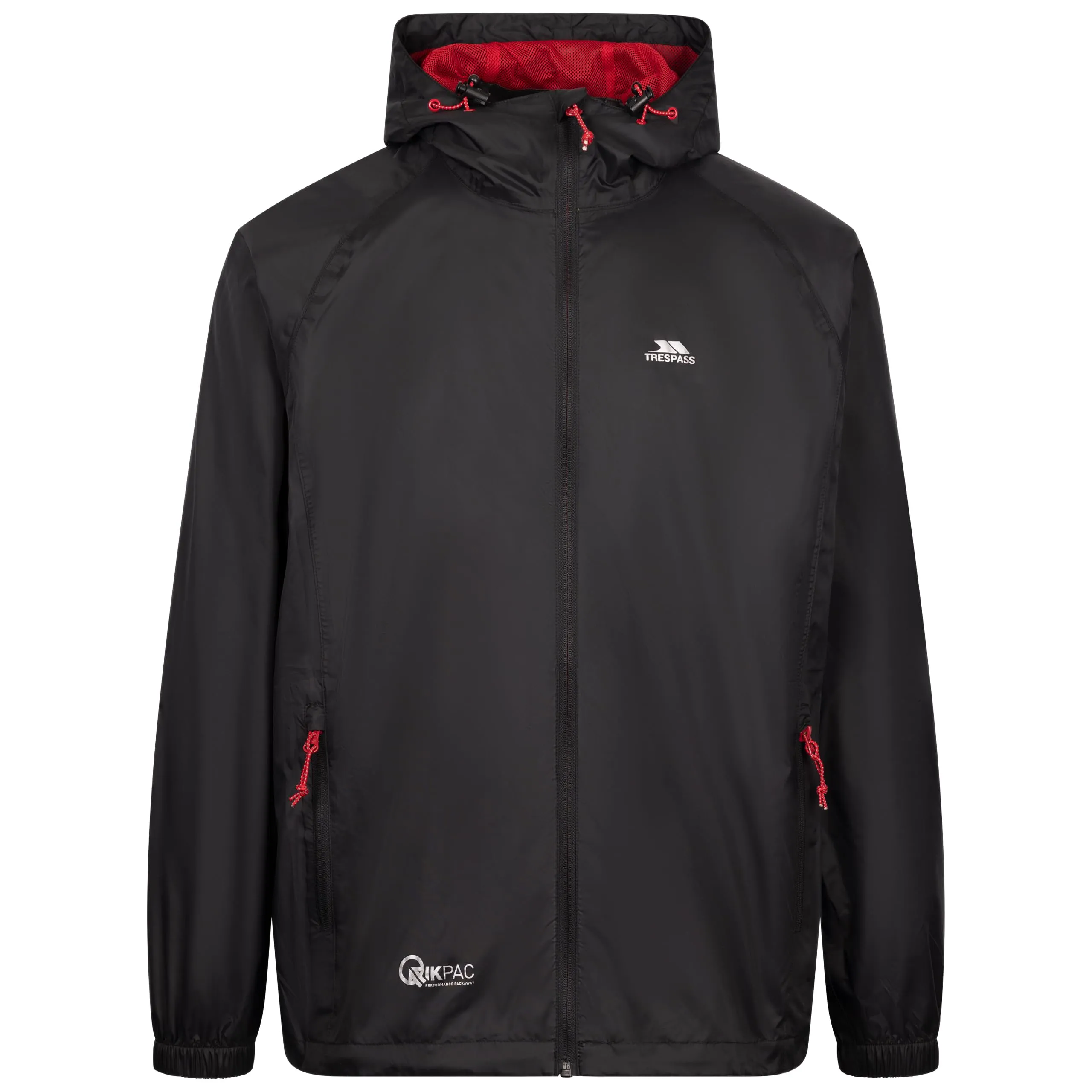 Trespass Giacca Unisex Qikpac, Nero/Rosso, S - immagine 1