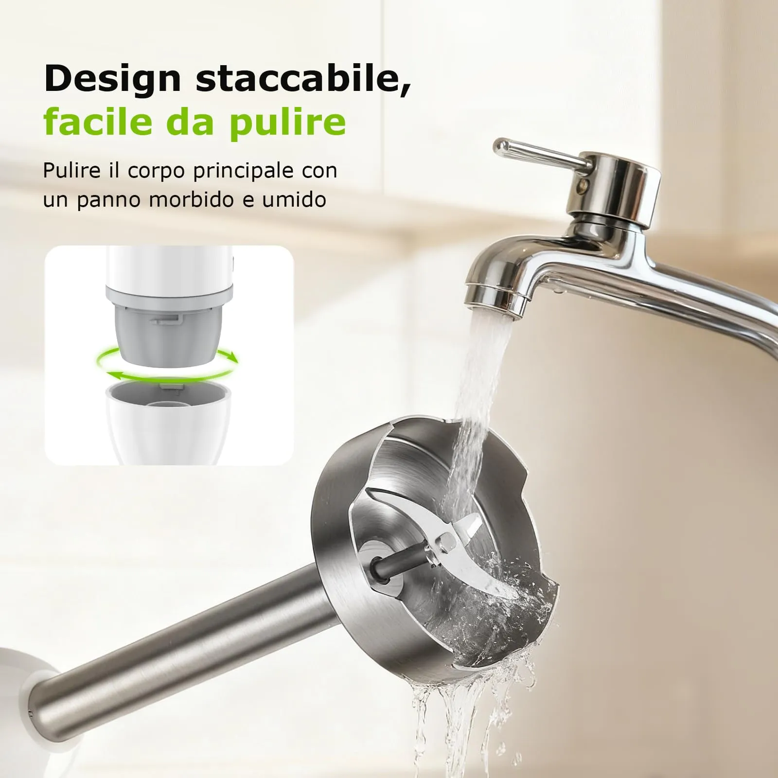 Bonsenkitchen Frullatore a Immersione 1000W con Vaso Graduato da 700 ml - immagine 7