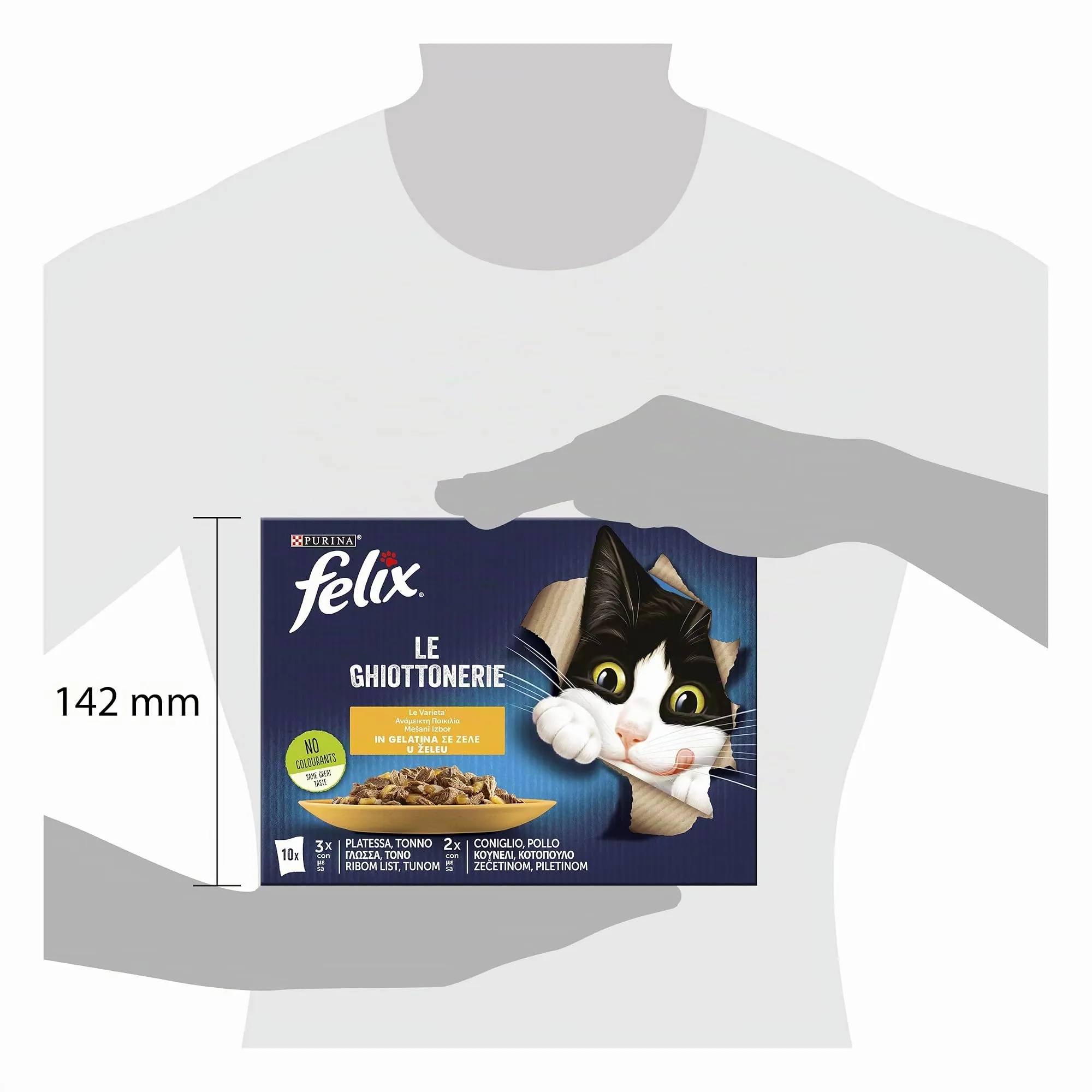 Purina Felix Le Ghiottonerie Cibo Umido per Gatti con Platessa, Tonno, Coniglio e Pollo, 10 x 85g - immagine 3