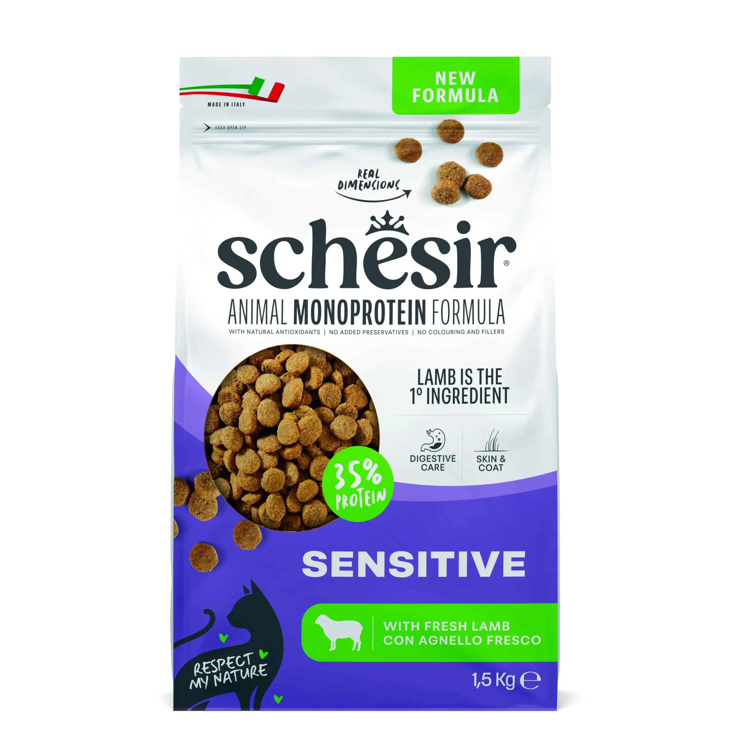 Schesir Animal Monoprotein Sensitive Agnello Croccantini per Gatti Adulti, 1,5 kg - immagine 1