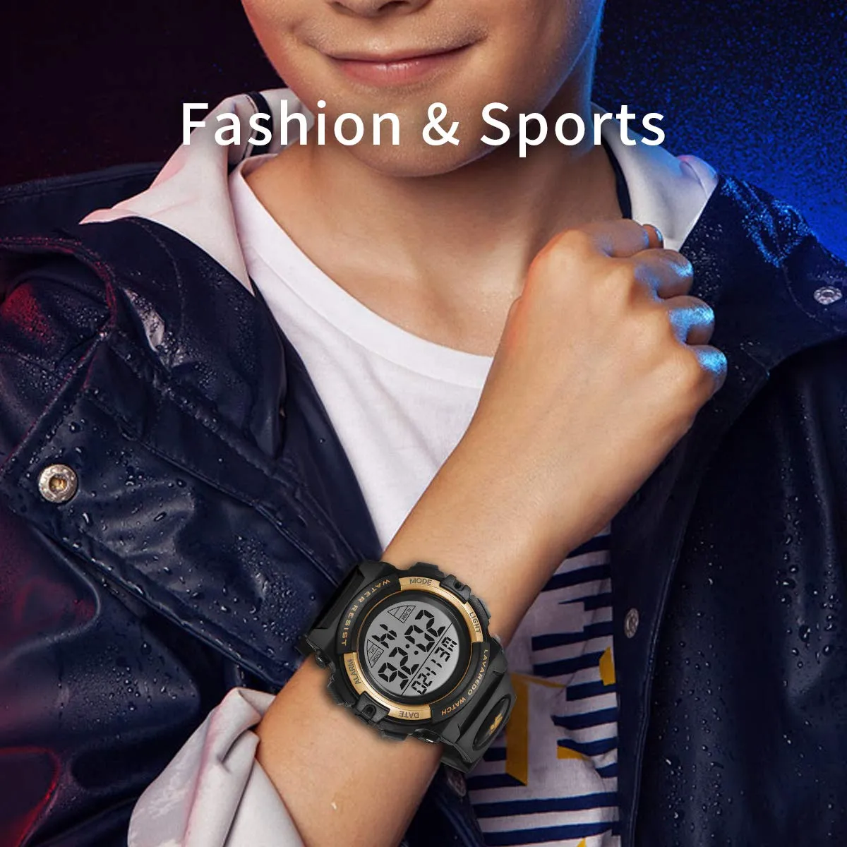 aswan watch Orologio Digitale Bambino con Sveglia e Cronometro, Blu S/M - immagine 4
