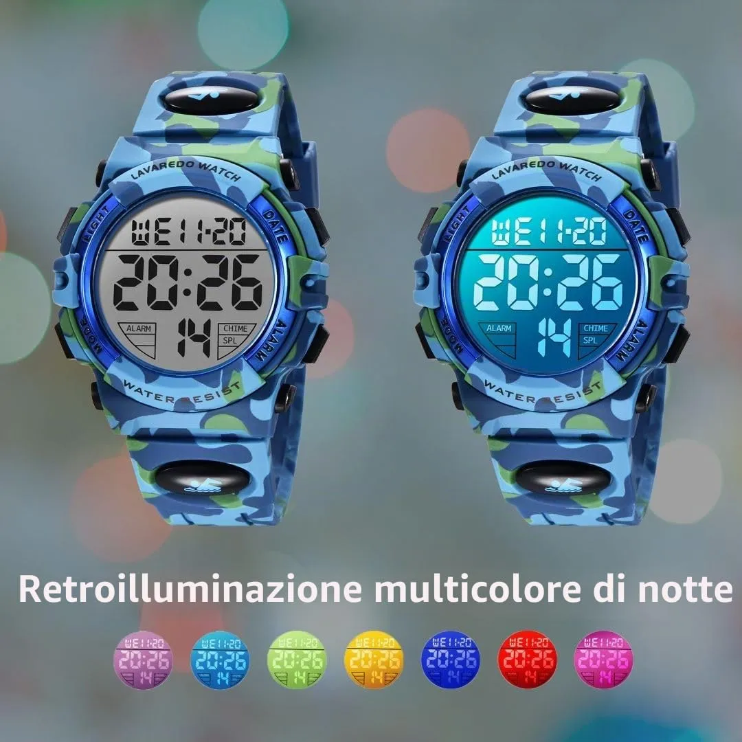 aswan watch Orologio Digitale Bambino con Sveglia e Cronometro, Blu, S/M - immagine 3
