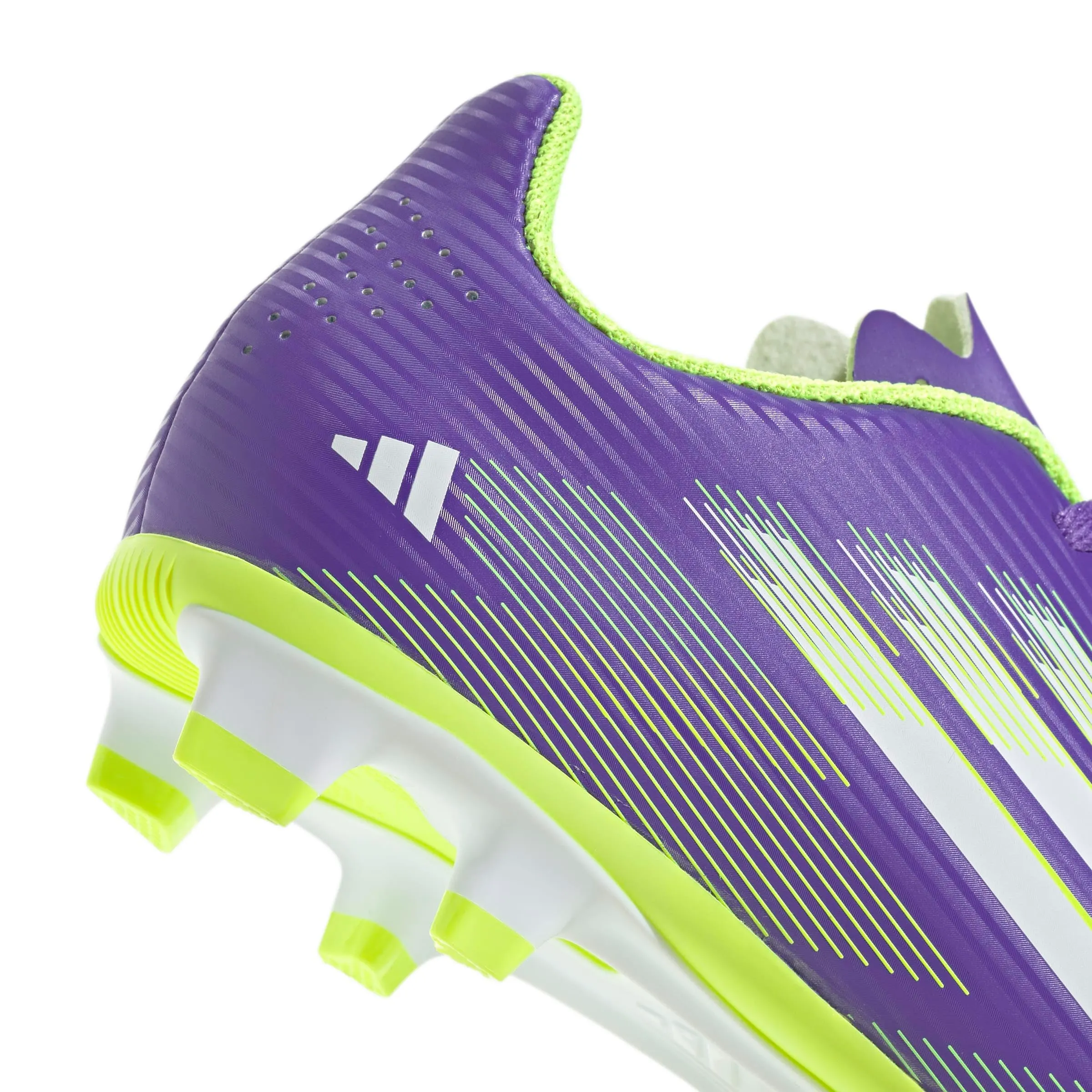 adidas Bambini F50 Club Firm Ground/Multi Ground Football Boots Kids, Purple Rush/Cloud White/Lucid Lemon, 28 EU - immagine 7