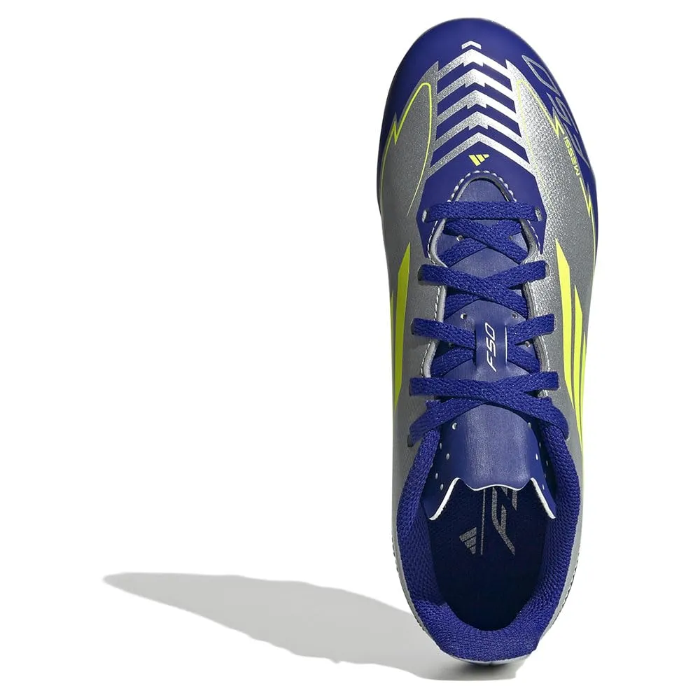 adidas Bambini F50 Club Football Boots FG/MG, Silver Met./Solar Yellow/Lucid Blue, 31 EU - immagine 6