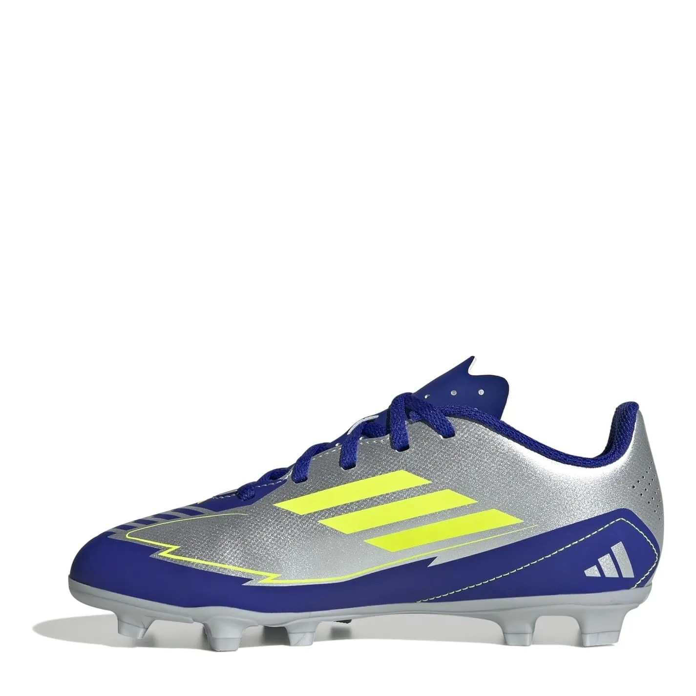 adidas Bambini F50 Club Football Boots FG/MG, Silver Met./Solar Yellow/Lucid Blue, 28 EU - immagine 2