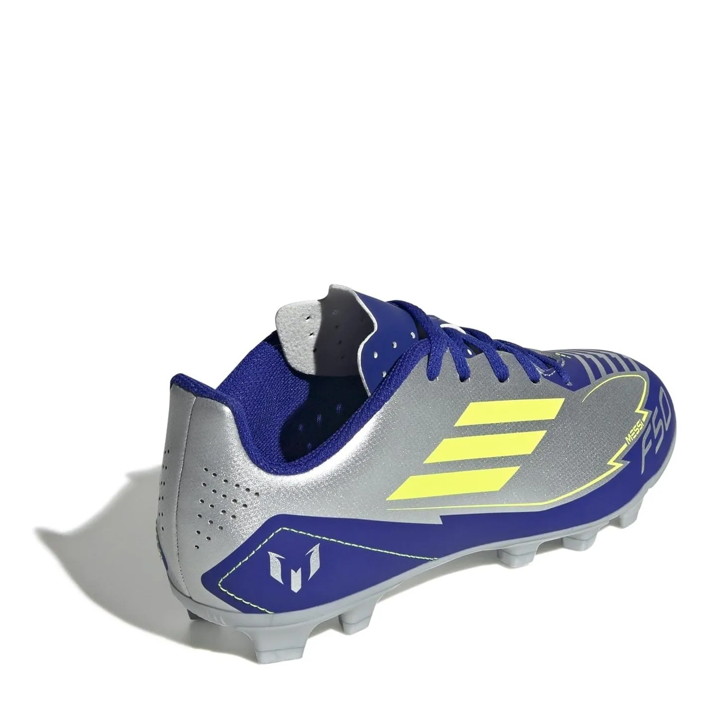 adidas Bambini F50 Club Football Boots FG/MG, Silver Met./Solar Yellow/Lucid Blue, 28 EU - immagine 4