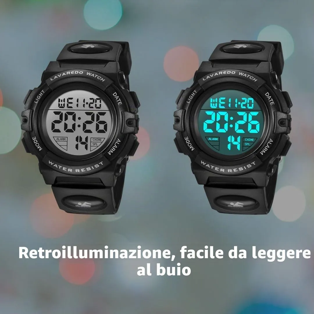 aswan watch Orologio Digitale Bambino con Sveglia e Cronometro, Blu S/M - immagine 3