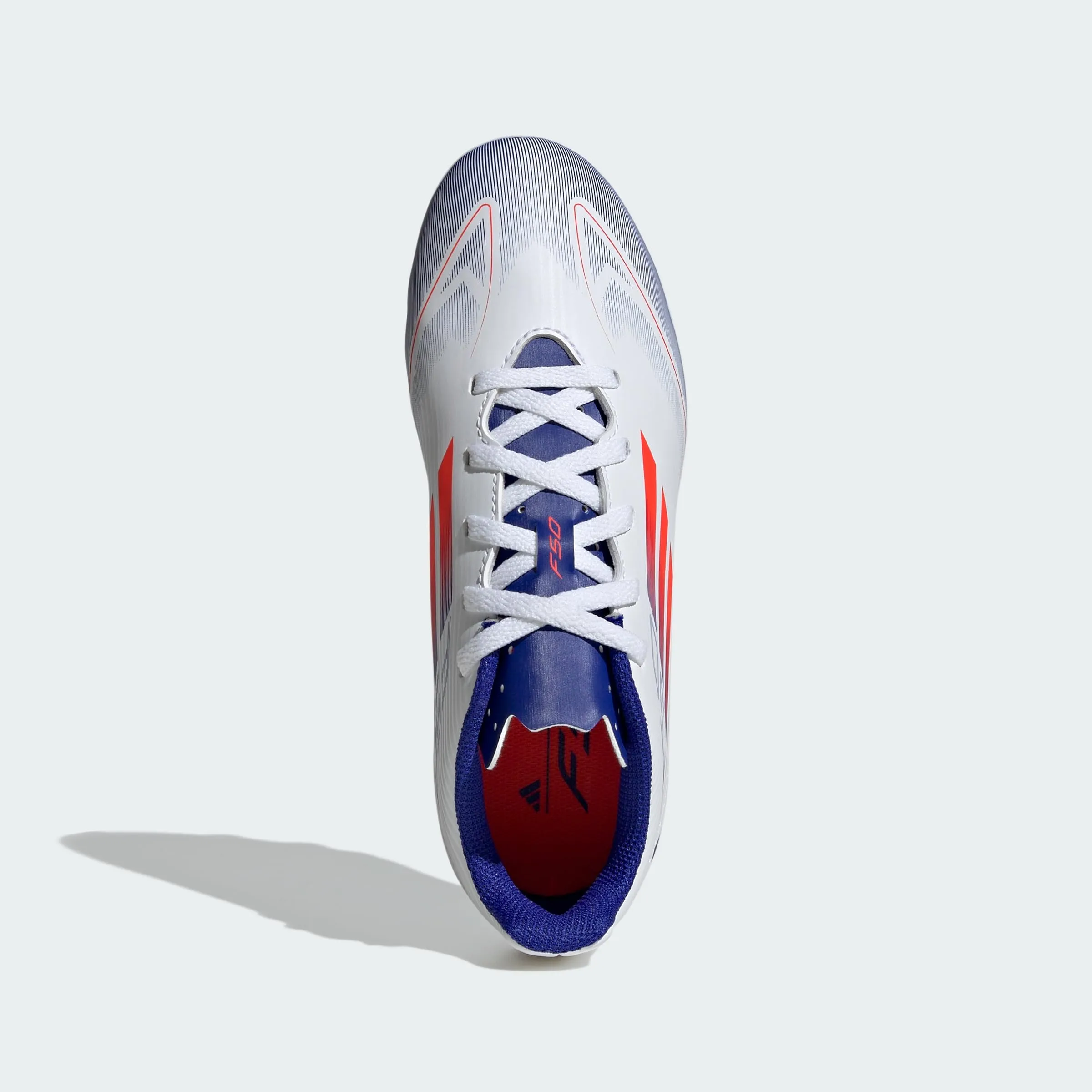 adidas Bambini F50 Club Football Boots Flexible Ground, Cloud White / Solar Red / Lucid Blue, 38 2/3 EU - immagine 3