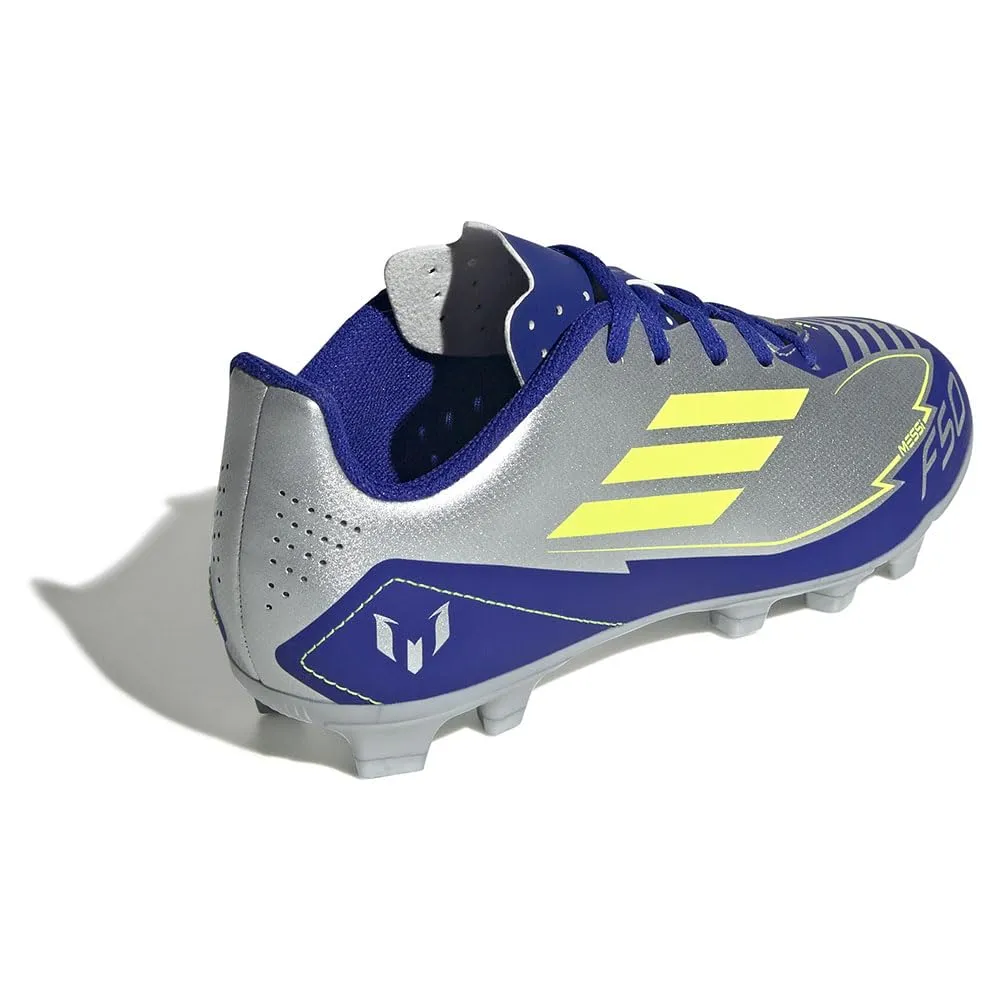 adidas Bambini F50 Club Football Boots FG/MG, Silver Met./Solar Yellow/Lucid Blue, 37 1/3 EU - immagine 5