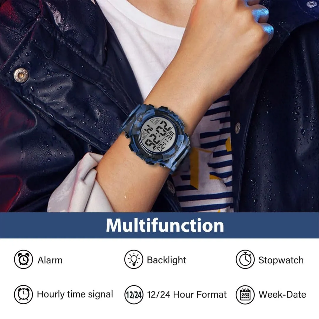 aswan watch Orologio Digitale Bambino con Sveglia e Cronometro, Blu S/M - immagine 2