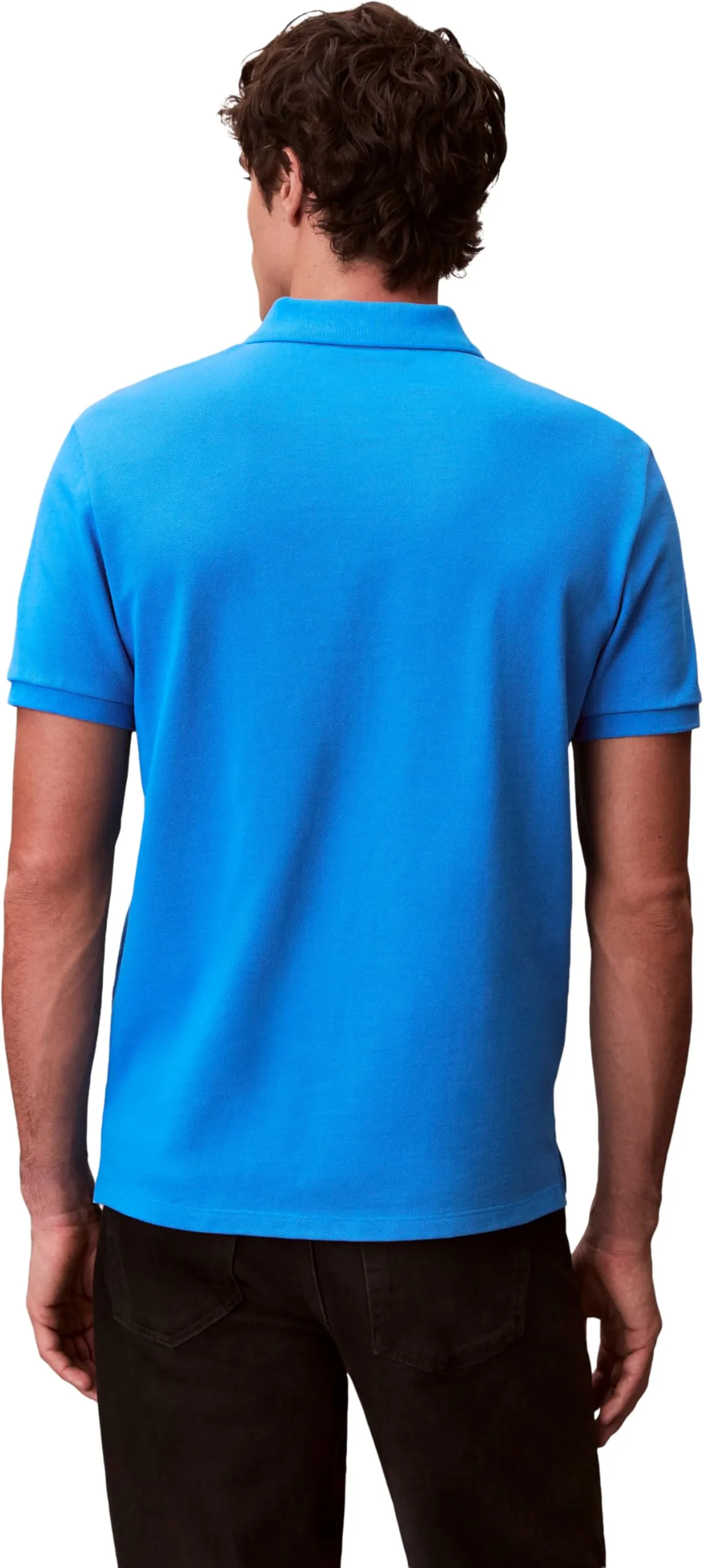 Calvin Klein Monogram Pique Cotton Short Sleeve Polo Shirt, French Blue, L - immagine 2
