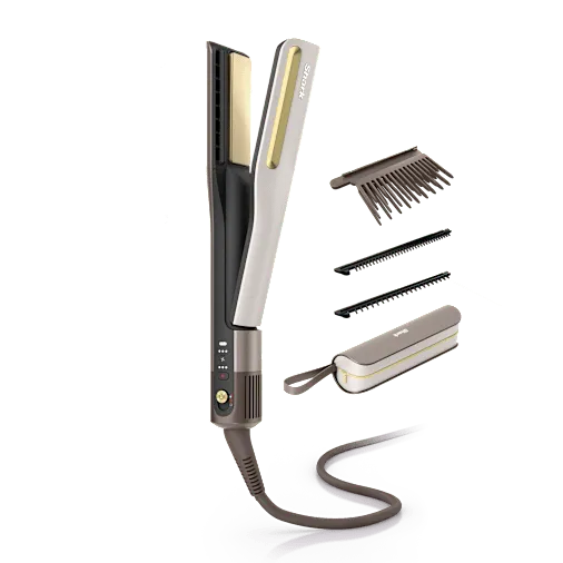 Shark SilkiPro Straight Piastra e Asciugacapelli con Custodia Termoresistente, Tortora - immagine 1