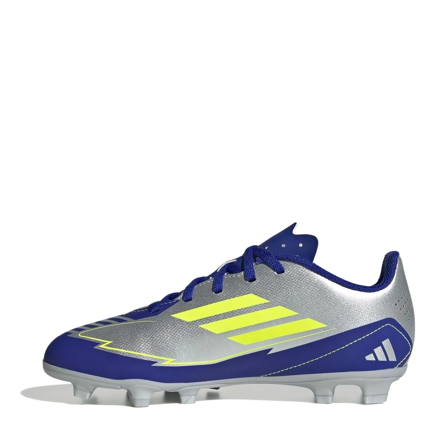 Adidas Bambini F50 Club Football Boots FG/MG, Silver Met./Solar Yellow/Lucid Blue, 38 EU - immagine 2