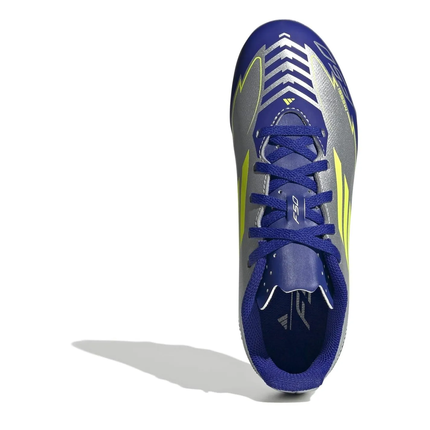 Adidas Bambini F50 Club Football Boots FG/MG, Silver Met./Solar Yellow/Lucid Blue, 38 EU - immagine 5