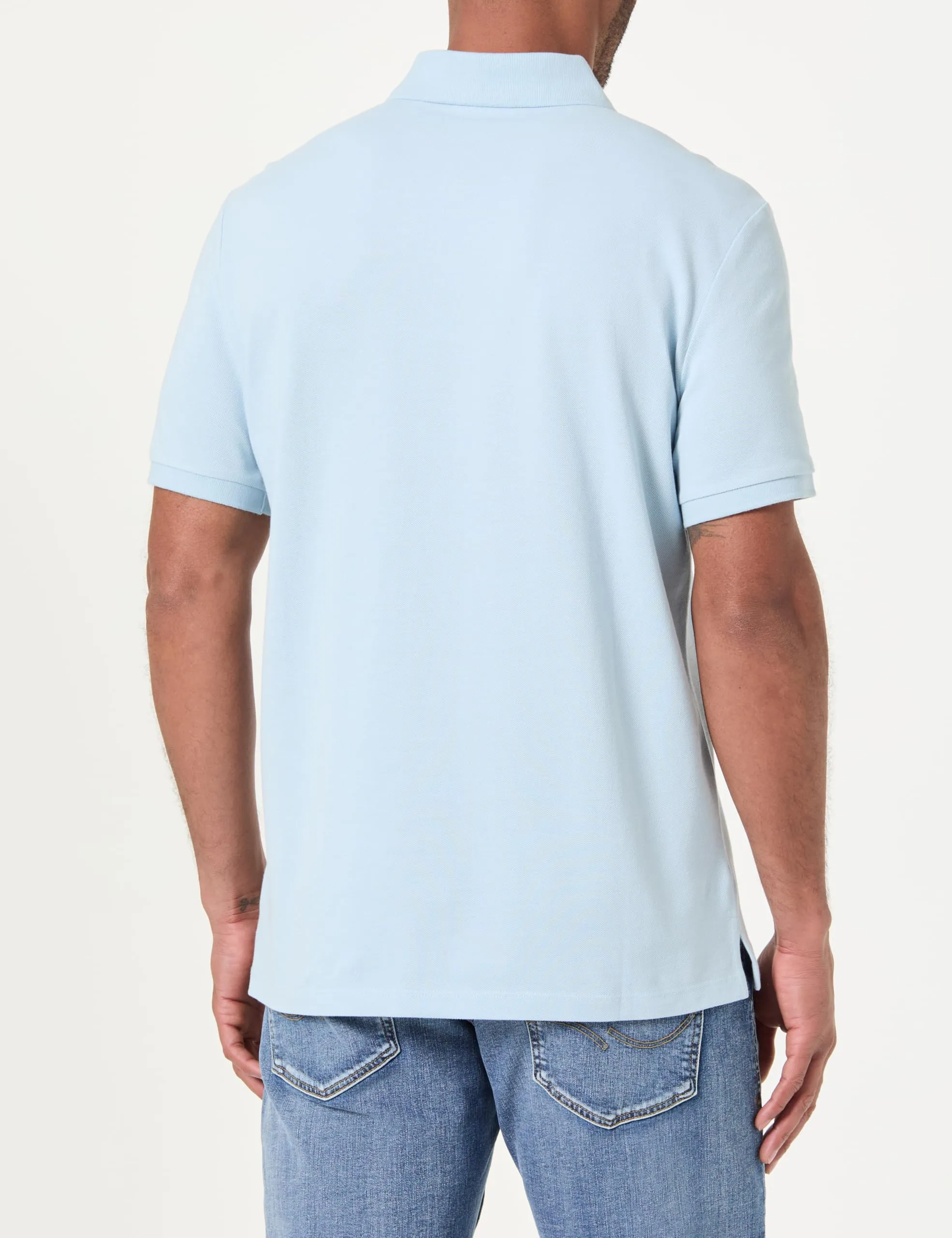 Calvin Klein Men's Short Sleeve Monogram Pique Cotton Polo Shirt, Blue (Winter Sky), M - immagine 3