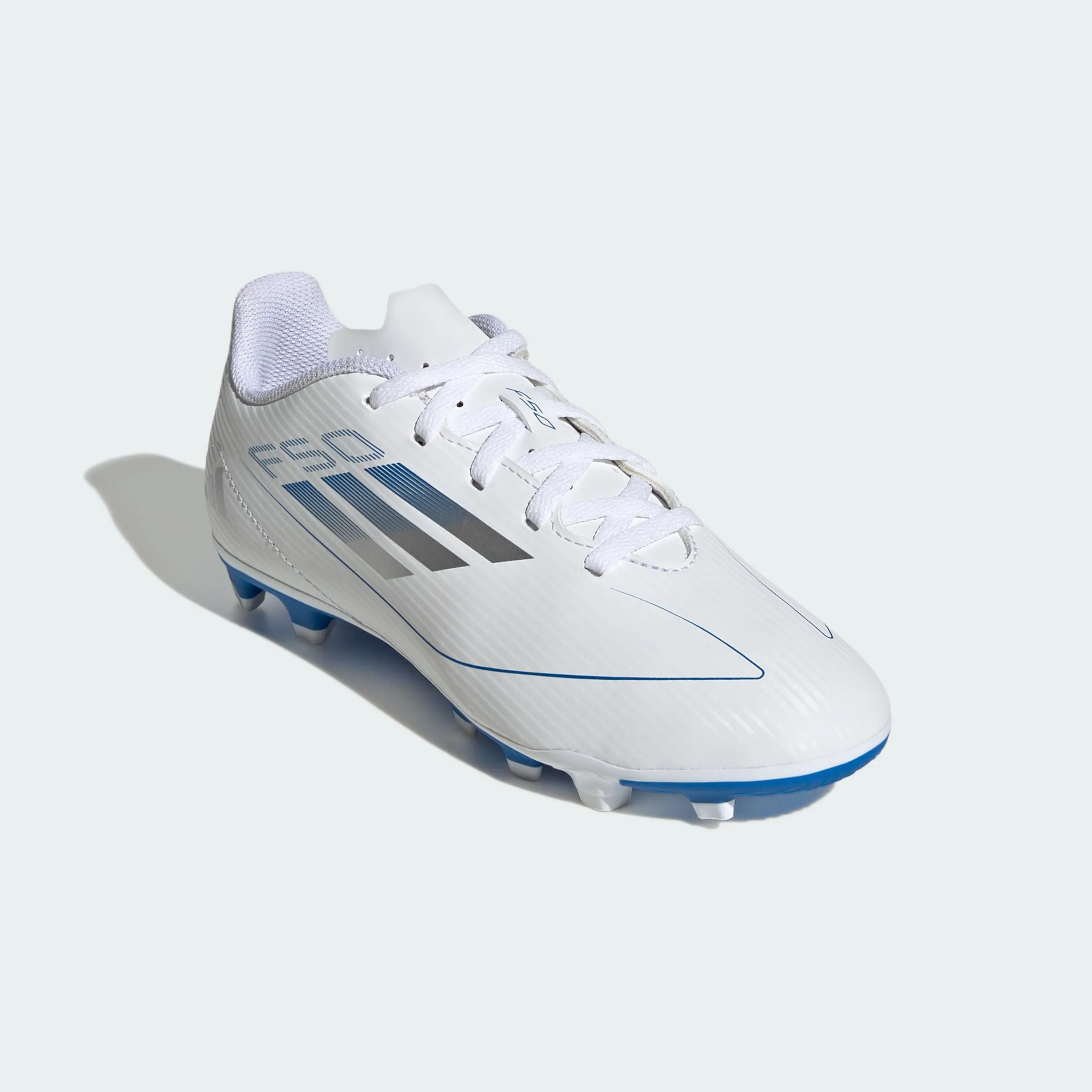 adidas Kids F50 Club Firm/Multi-Ground Junior Football Shoes - Cloud White Silver Metallic - immagine 5