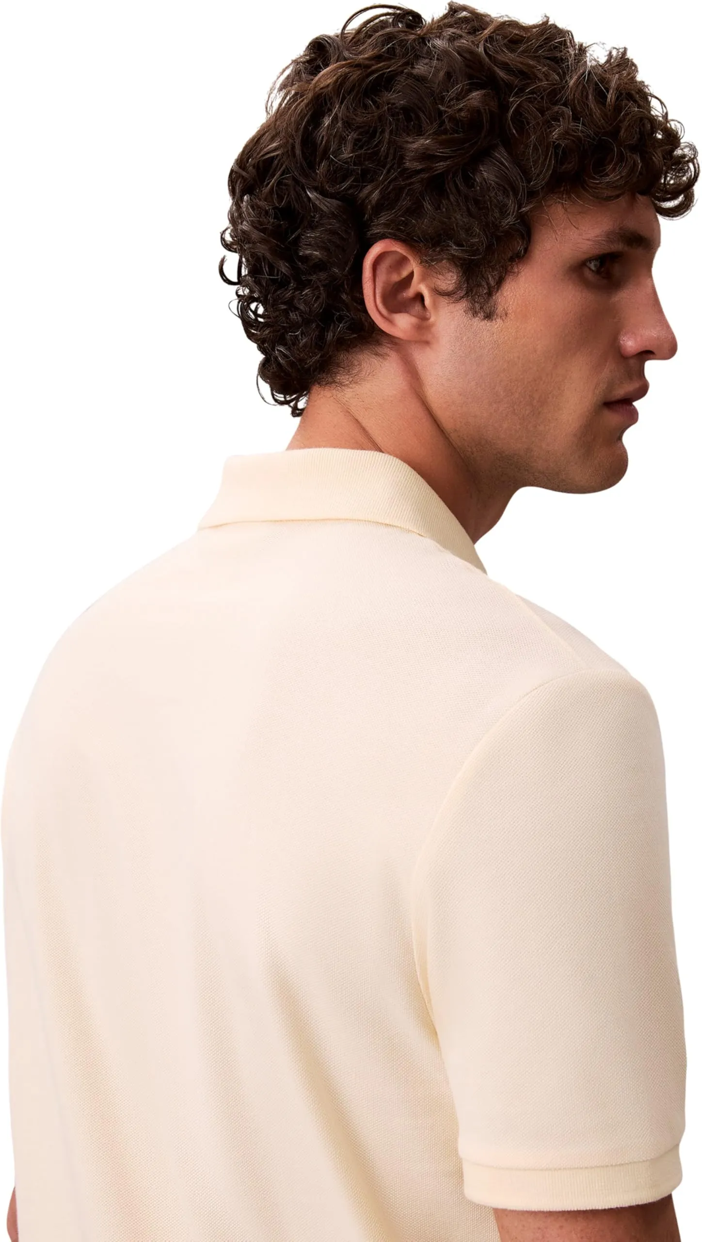 Calvin Klein Uomo Maglietta Polo Maniche Corte Monogram Pique in Cotone, Vanilla Custard, XS - immagine 5
