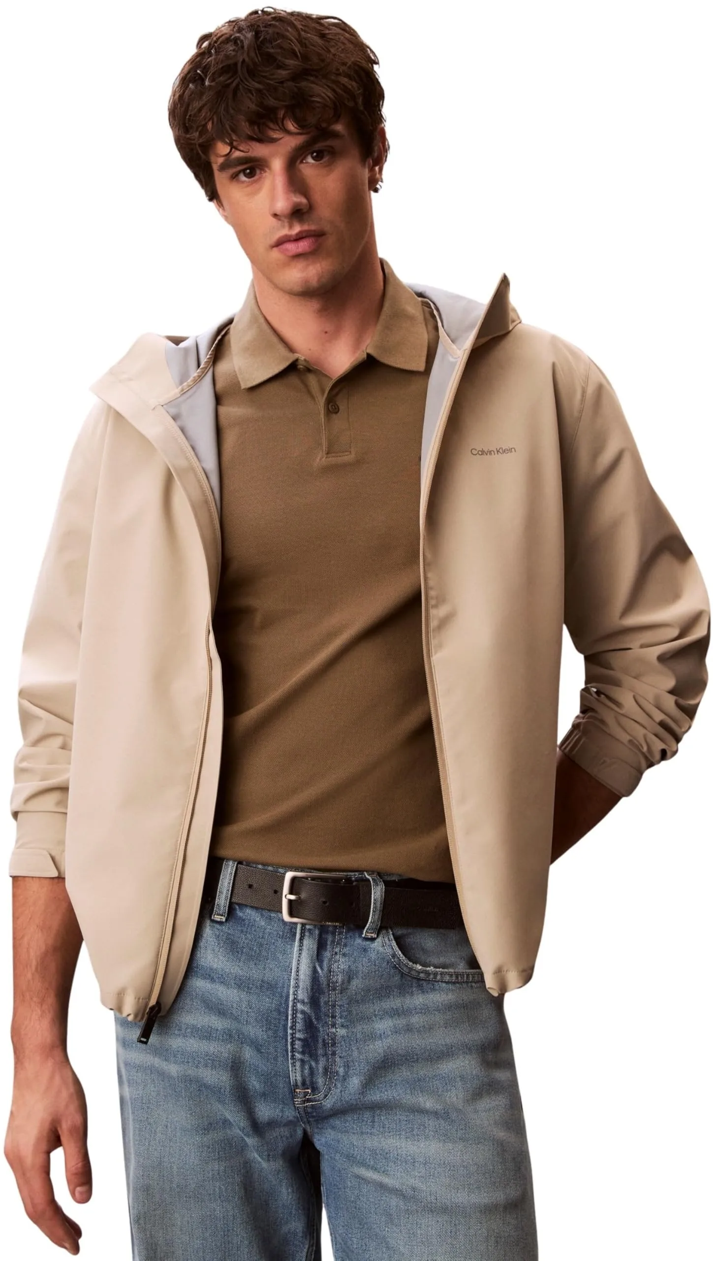Calvin Klein Polo Monogram Pique in Cotone, Marrone Capers, 2XL - immagine 4