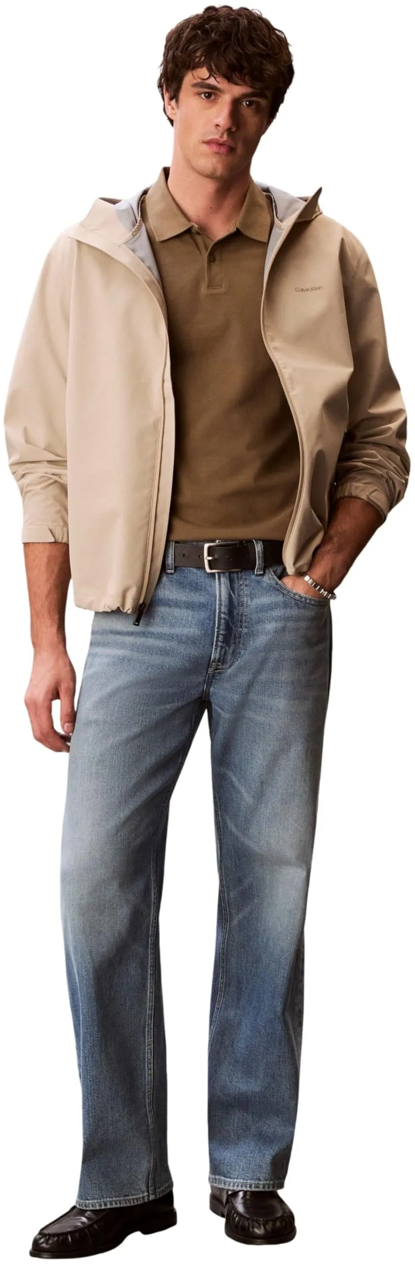 Calvin Klein Polo Monogram Pique in Cotone, Marrone Capers, 2XL - immagine 5