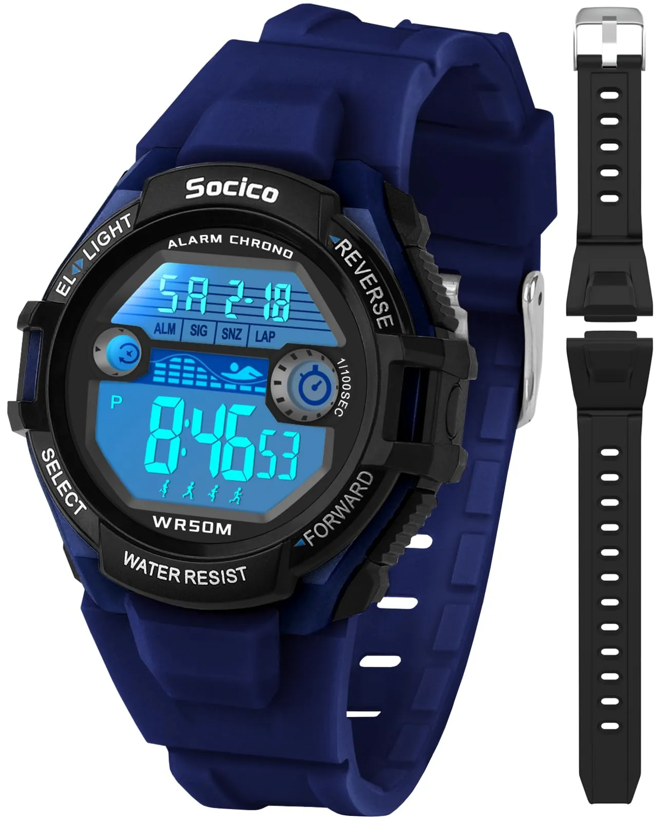 SOCICO Orologio Digitale Impermeabile 5ATM con Luce 7 Colori per Bambini - immagine 1