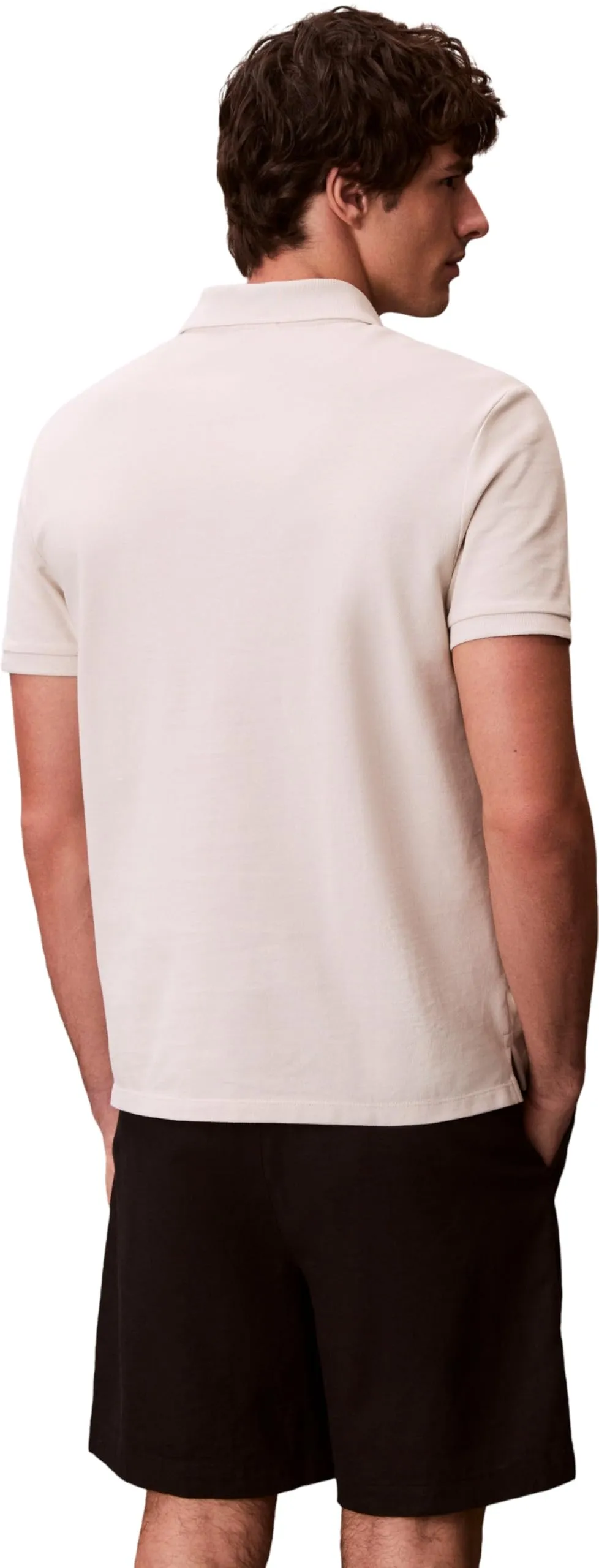 Calvin Klein Polo Monogram Pique in Cotone, Beige (Oatmeal), L - immagine 2