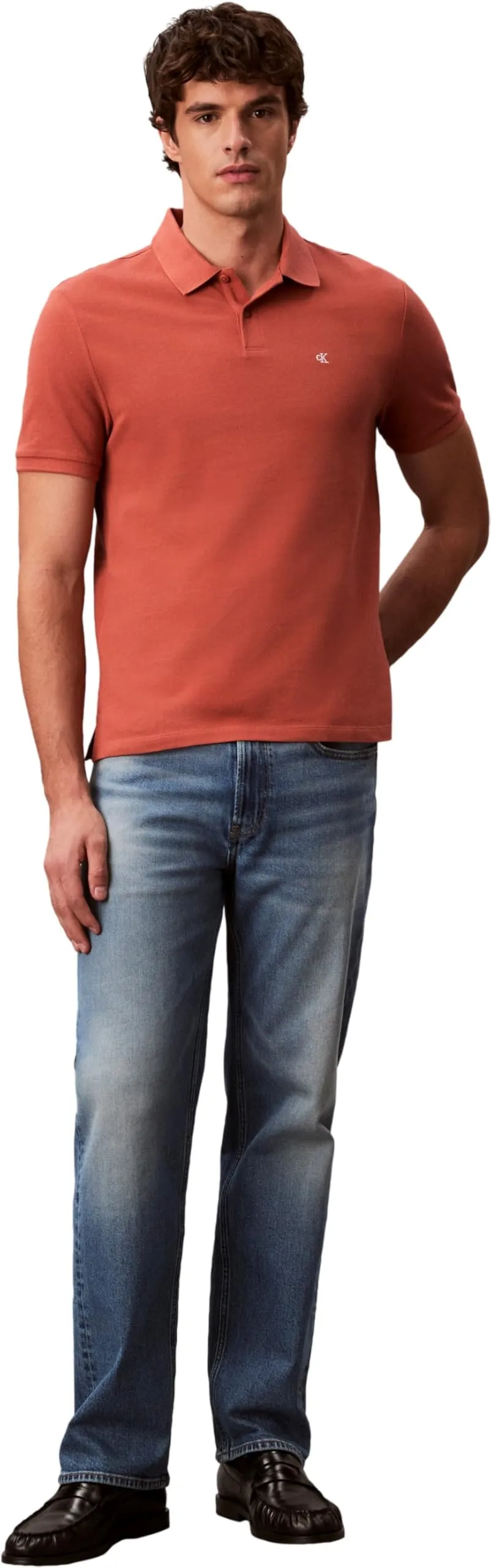 Calvin Klein Maglietta Polo Maniche Corte Monogram Pique in Cotone, Faded Flower, S - immagine 3