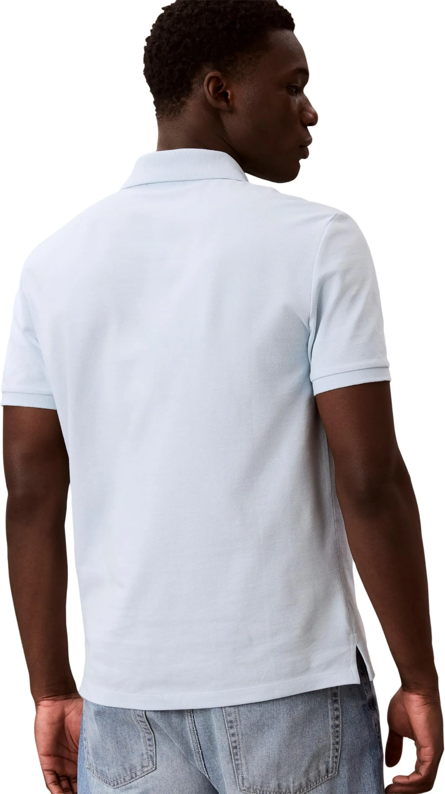 Calvin Klein Uomo Maglietta Polo Maniche Corte Monogram Pique in Cotone, Blue (Winter Sky), XS - immagine 2