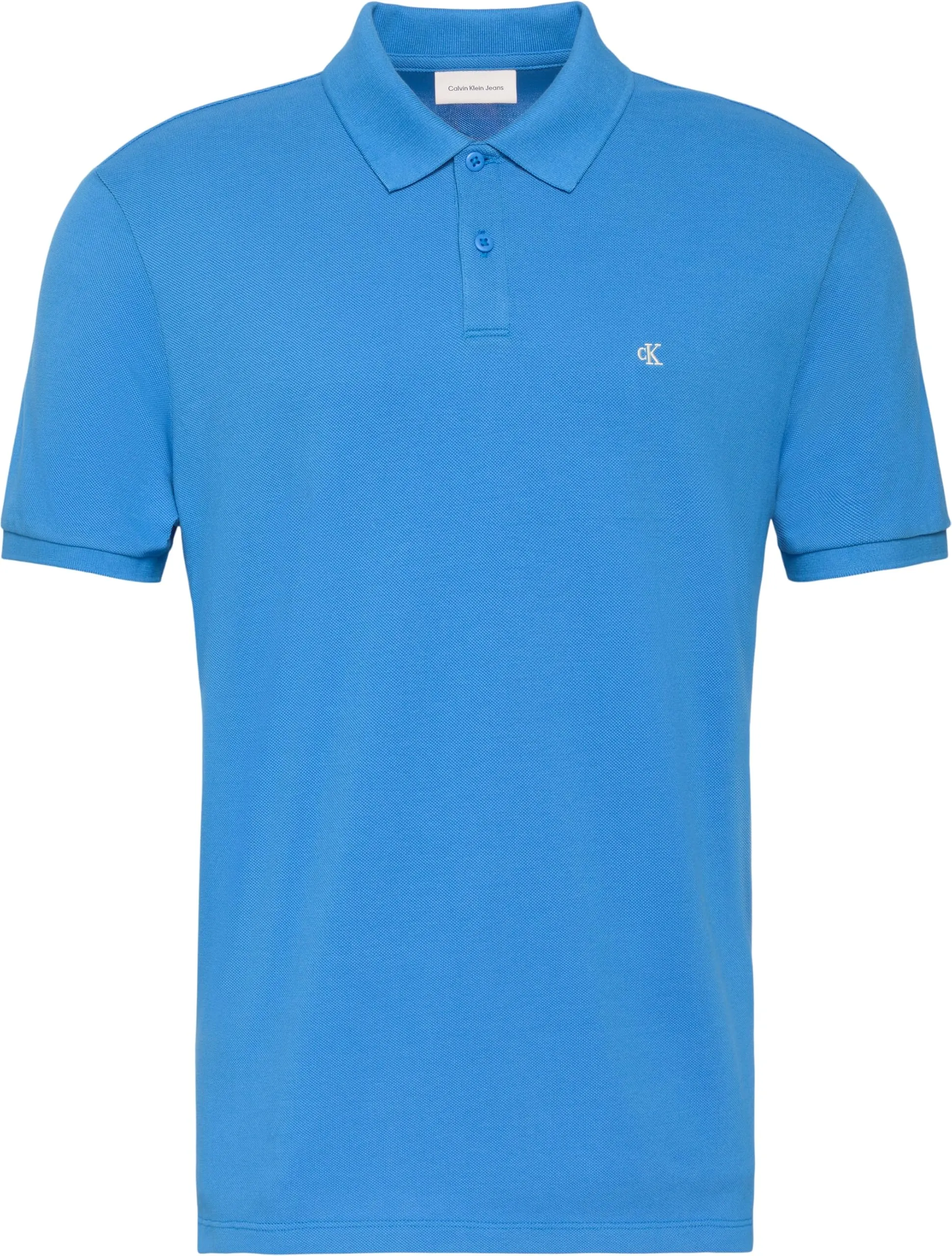 Calvin Klein Polo Monogram Pique in Cotone, French Blue, XS - immagine 6