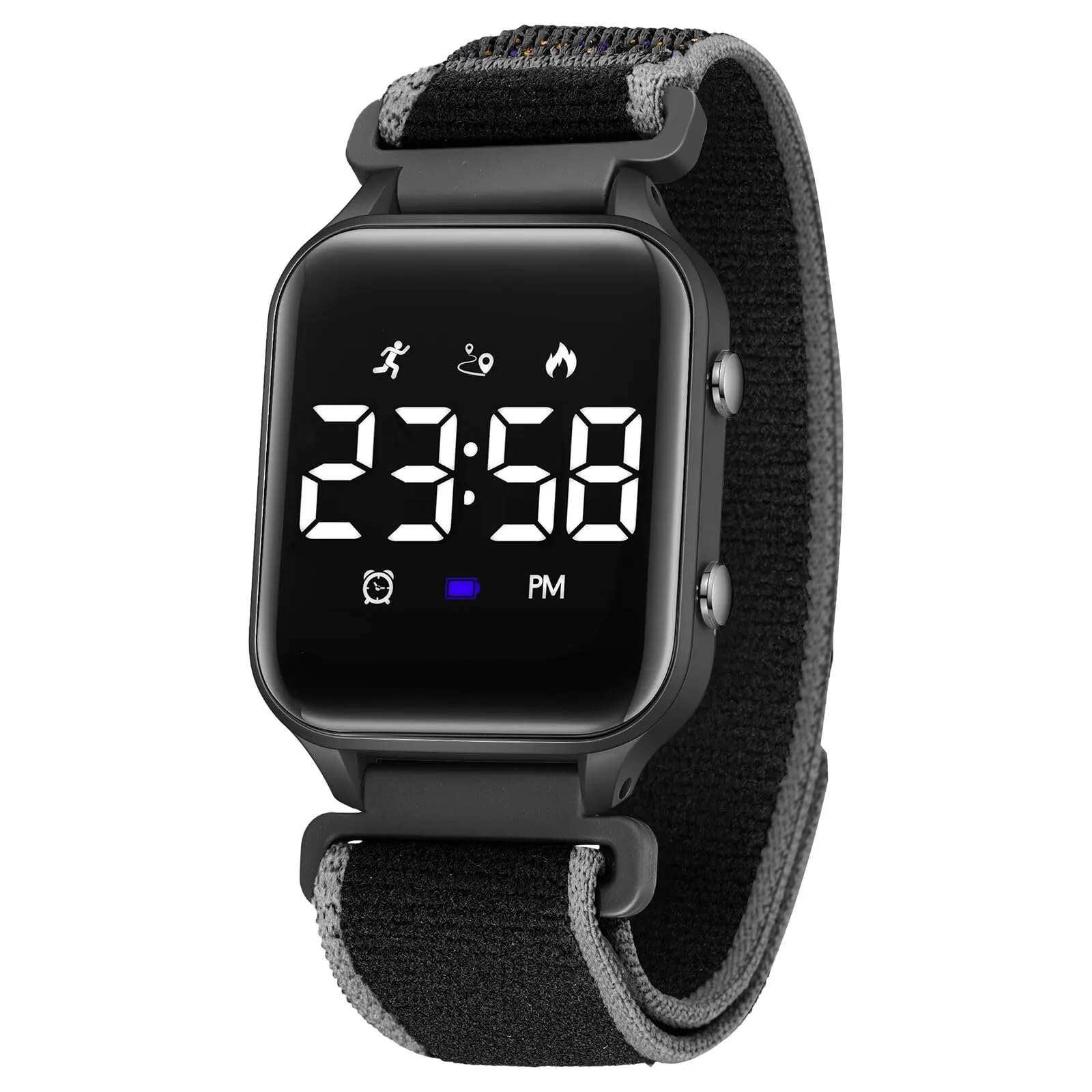 Timever Orologio Digitale per Bambini con Contapassi, 2 Sveglie, Cronometro, Luce e Data, Cinturino in Nylon e Velcro - immagine 1